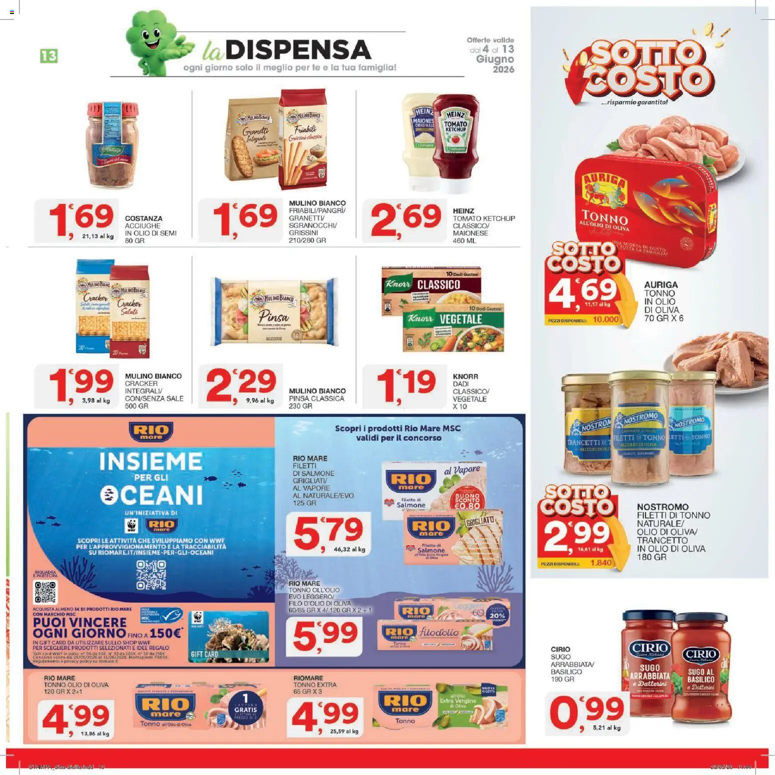 Volantino SISA del 04.06.2026 | Pagina: 13 | Prodotti: Salmone, Maionese, Olio, Acciughe