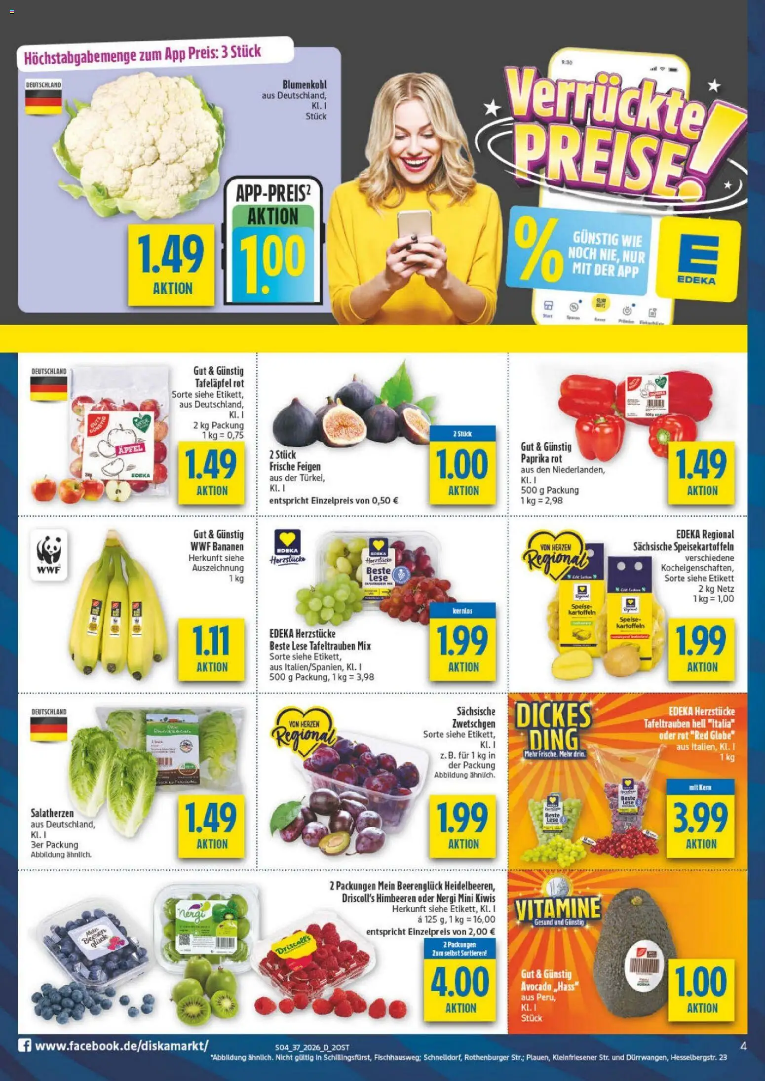 Diska - Diska Angebote Sachsen-Thüringen KW37 – gültig ab 02.09.2026 | Seite: 4 | Produkte: Himbeeren, Zwetschgen, Paprika, Feigen