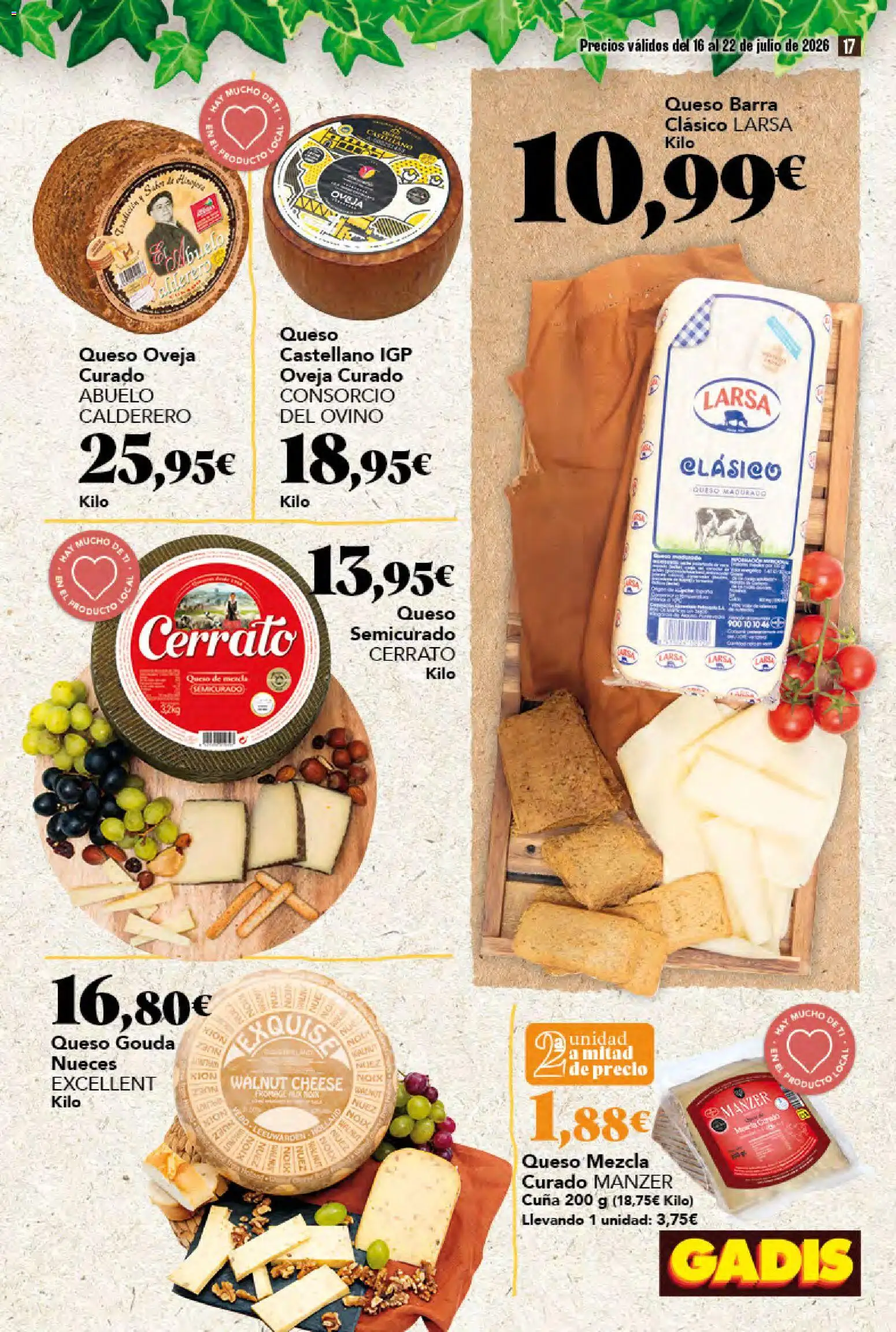 Gadis folleto │ válido desde el 16/07/2026 | Página: 17 | Productos: Queso, Queso Gouda, Cuna