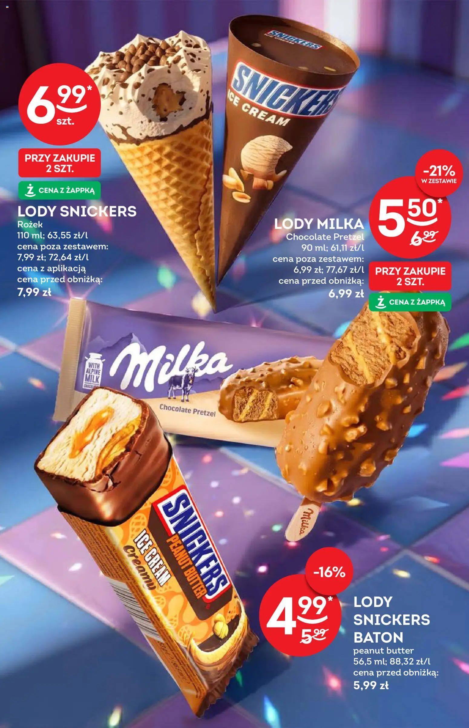 Żabka gazetka - Katalog lodowy od 09.09.2026 | Strona: 9 | Produkty: Milka, Snickers, Baton, Lody