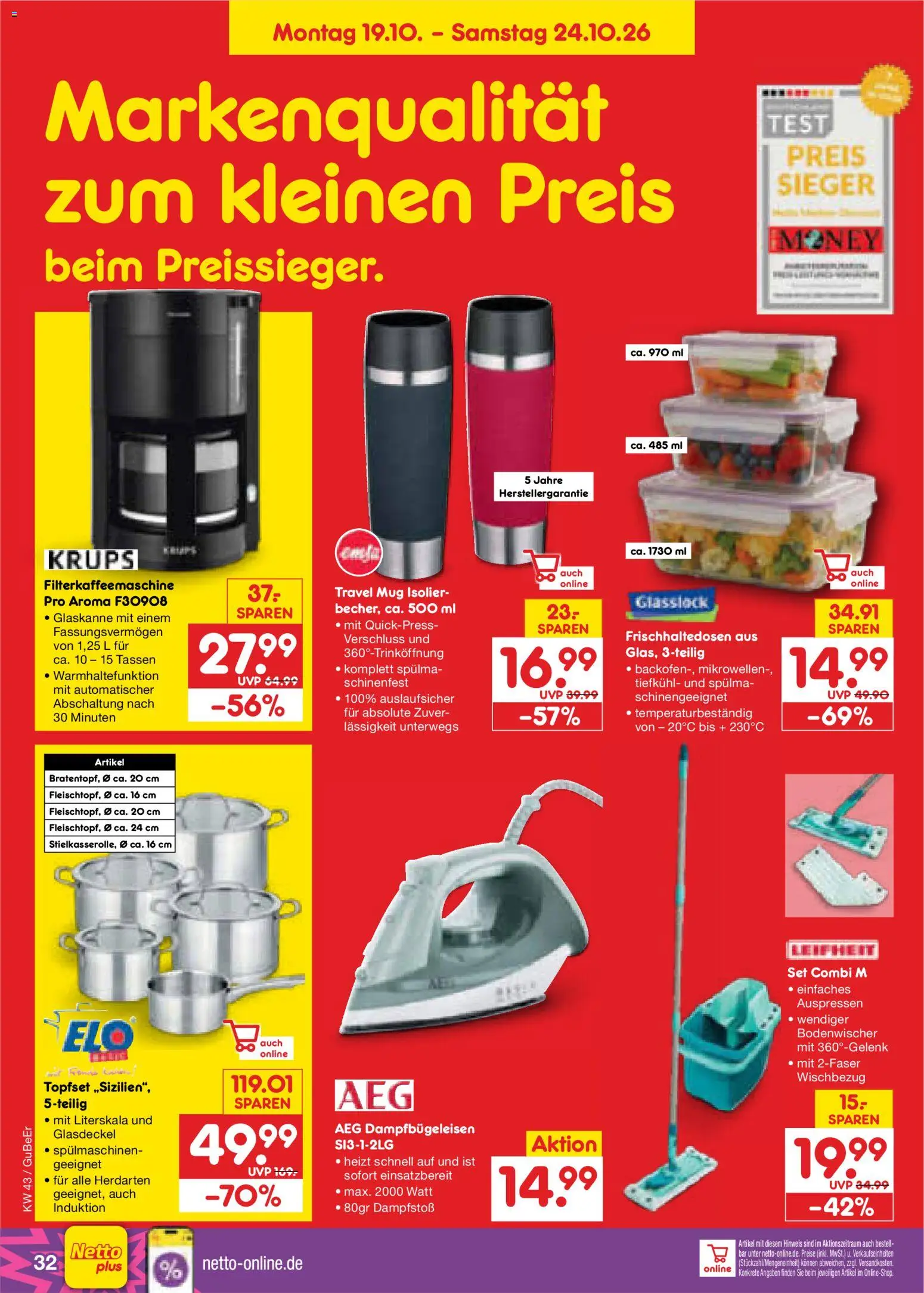 Netto Marken-Discount Prospekt – gültig ab 19.10.2026 | Seite: 42 | Produkte: AEG, Krups, Filterkaffeemaschine