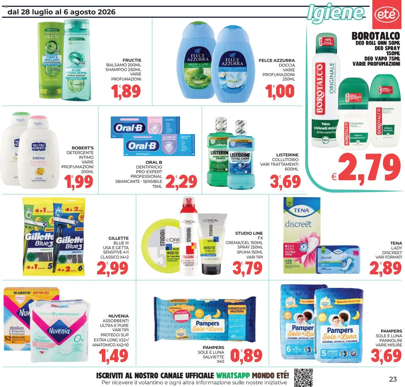 Volantino Eté del 28/07/2026 | Pagina: 23 | Prodotti: Shampoo, Lime, Menta, Doccia