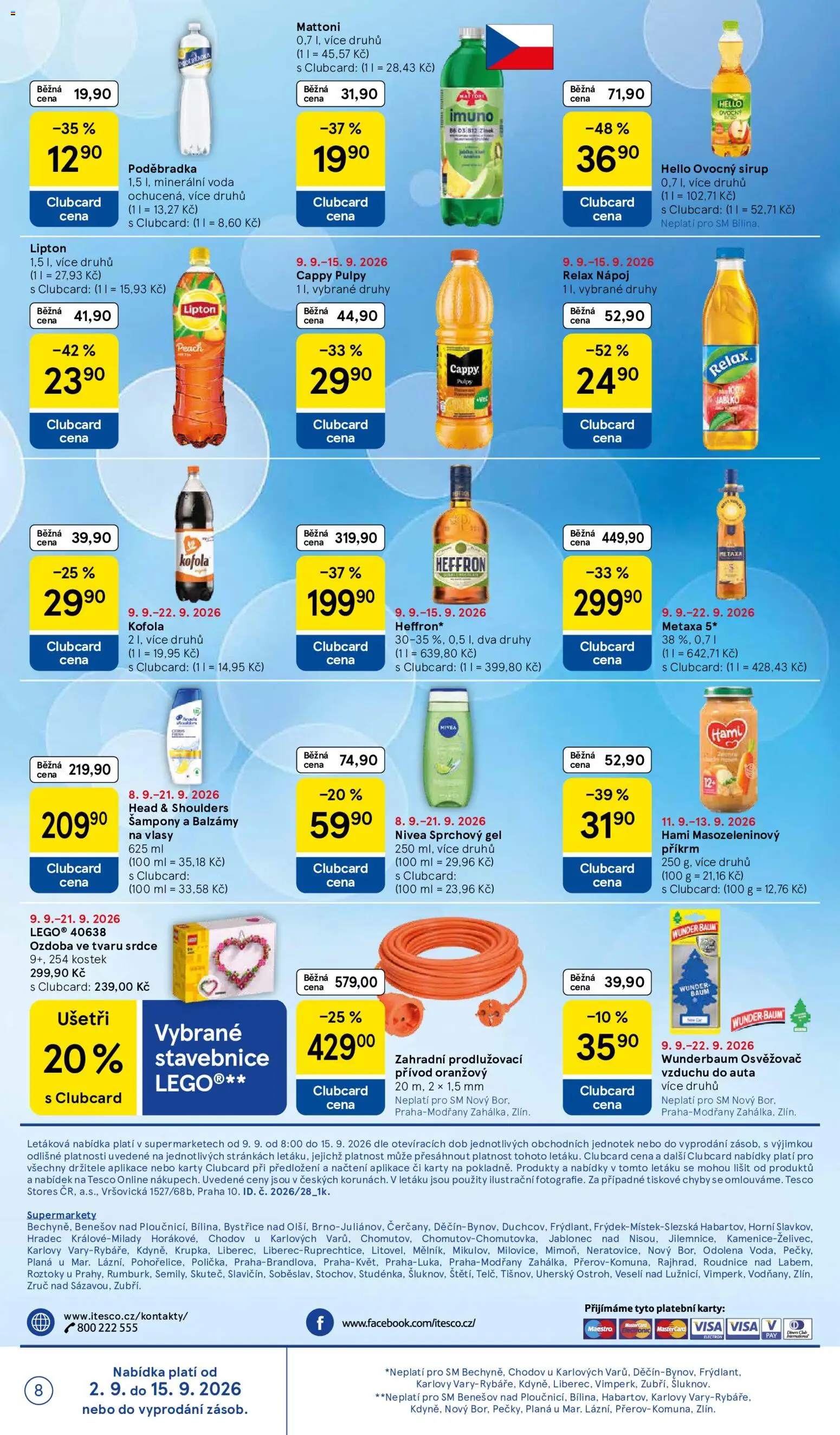 Tesco leták - Supermarket od 09.09.2026 | Strana: 8 | Produkty: Stavebnice, Sirup, Ovocný sirup, Šampony