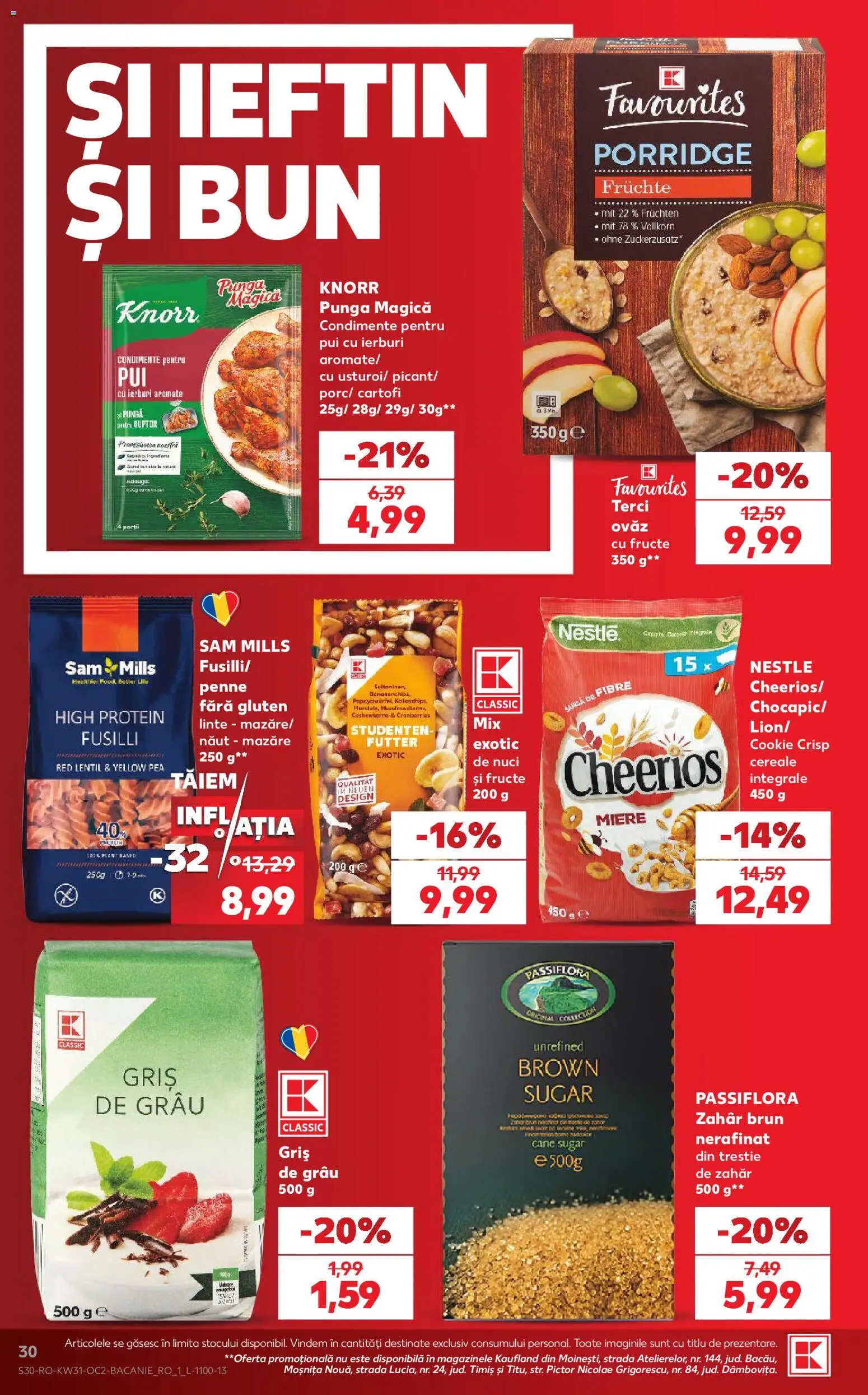 Noul catalog Kaufland – valabil de la 29.07.2026 | Pagină: 30 | Produse: Cereale, Condimente, Cartofi, Zahăr