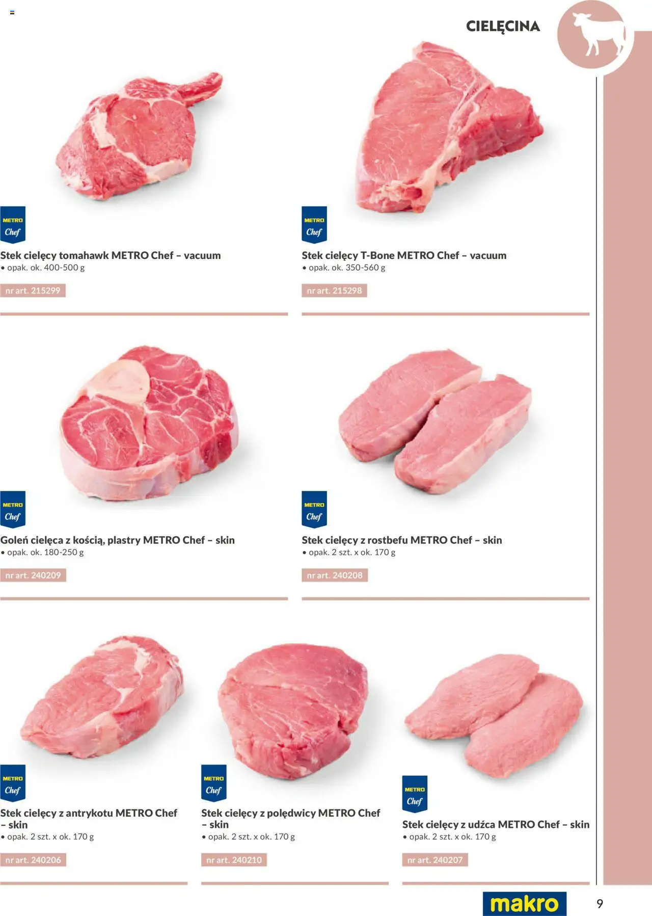 Makro Gazetka - Katalog mięsa surowe kalibrowane od 23.07.2025 | Strona: 9 | Produkty: Stek cielęcy