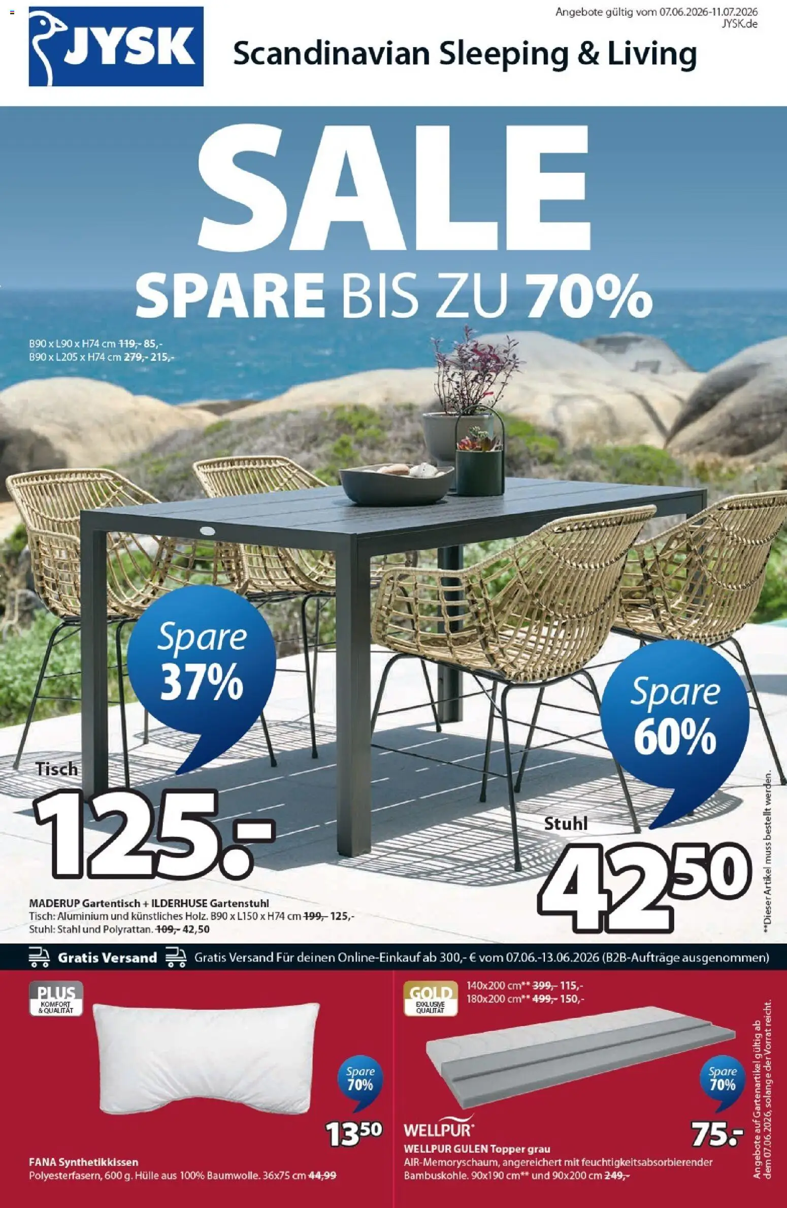 Prospekt JYSK – gültig ab 07.06.2026 | Seite: 1 | Produkte: Hülle, Tisch, Stuhl, Topper
