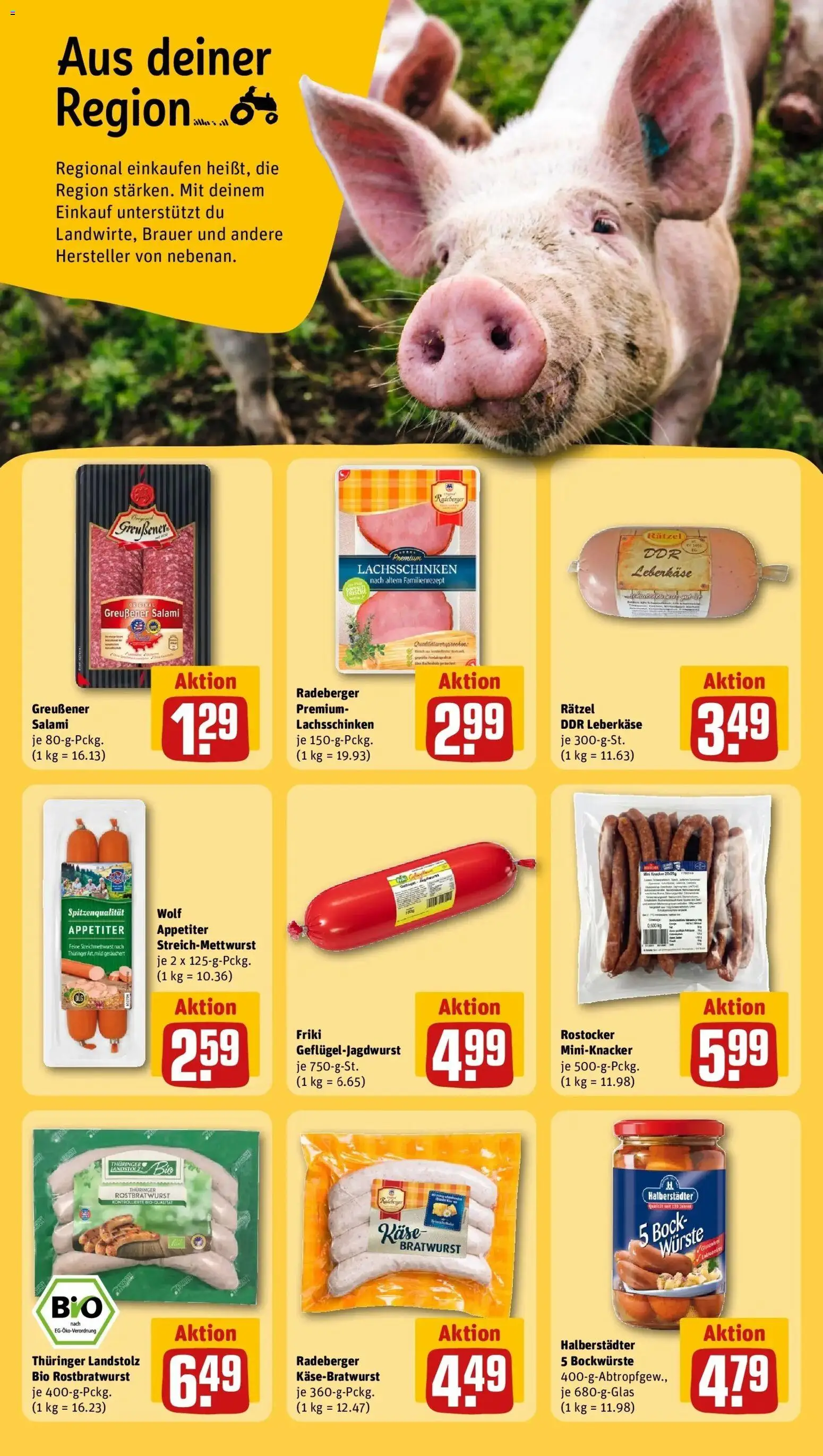 Rewe Prospekt Leipzig / Plagwitz	 – gültig ab 12.04.2026 | Seite: 16 | Produkte: Käse, Bratwurst, Salami, Leberkase