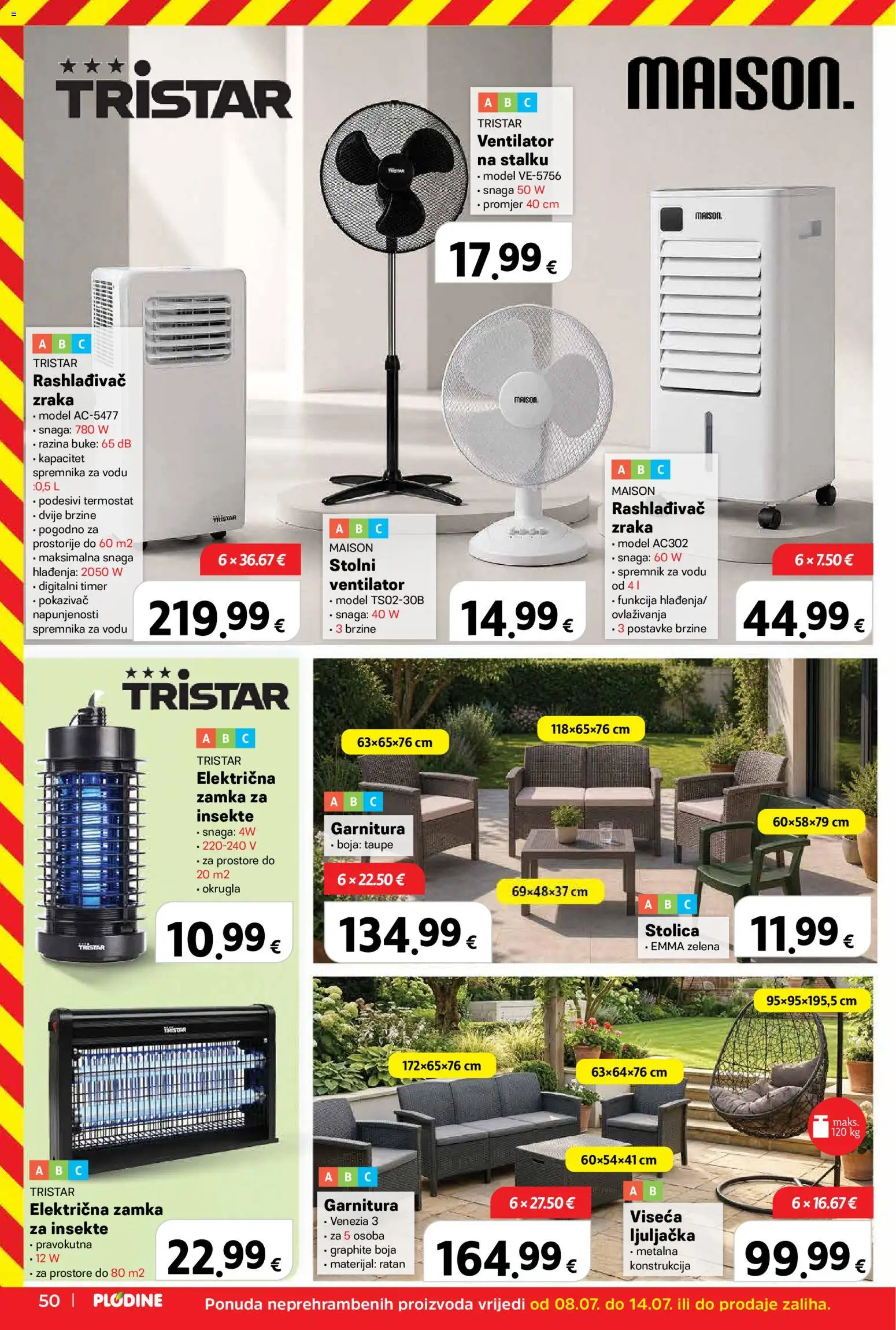 Plodine katalog | vrijedi od 08.07.2026 | Stranica: 50 | Proizvodi: Ventilator, Stolica, Ljuljačka, Termostat