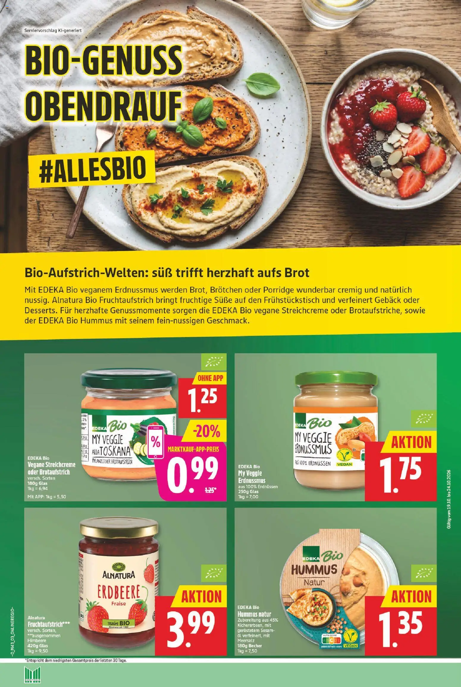 Marktkauf Prospekt – gültig ab 19.10.2026 | Seite: 28 | Produkte: Öl, Himbeere, Hummus, Brot