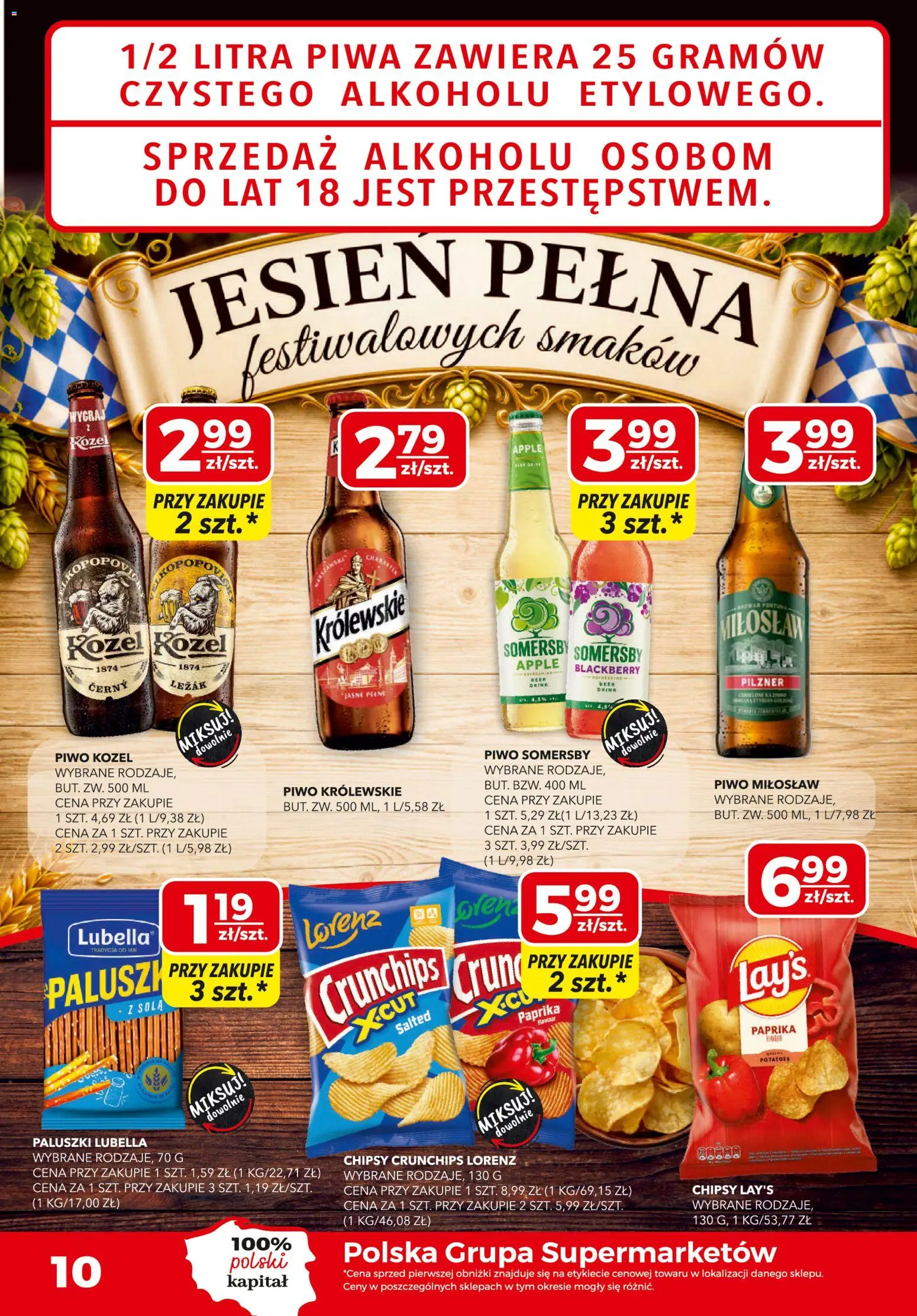 Top Market gazetka od 24.09.2026 | Strona: 10 | Produkty: Chipsy, Piwo Królewskie, Piwo, Somersby