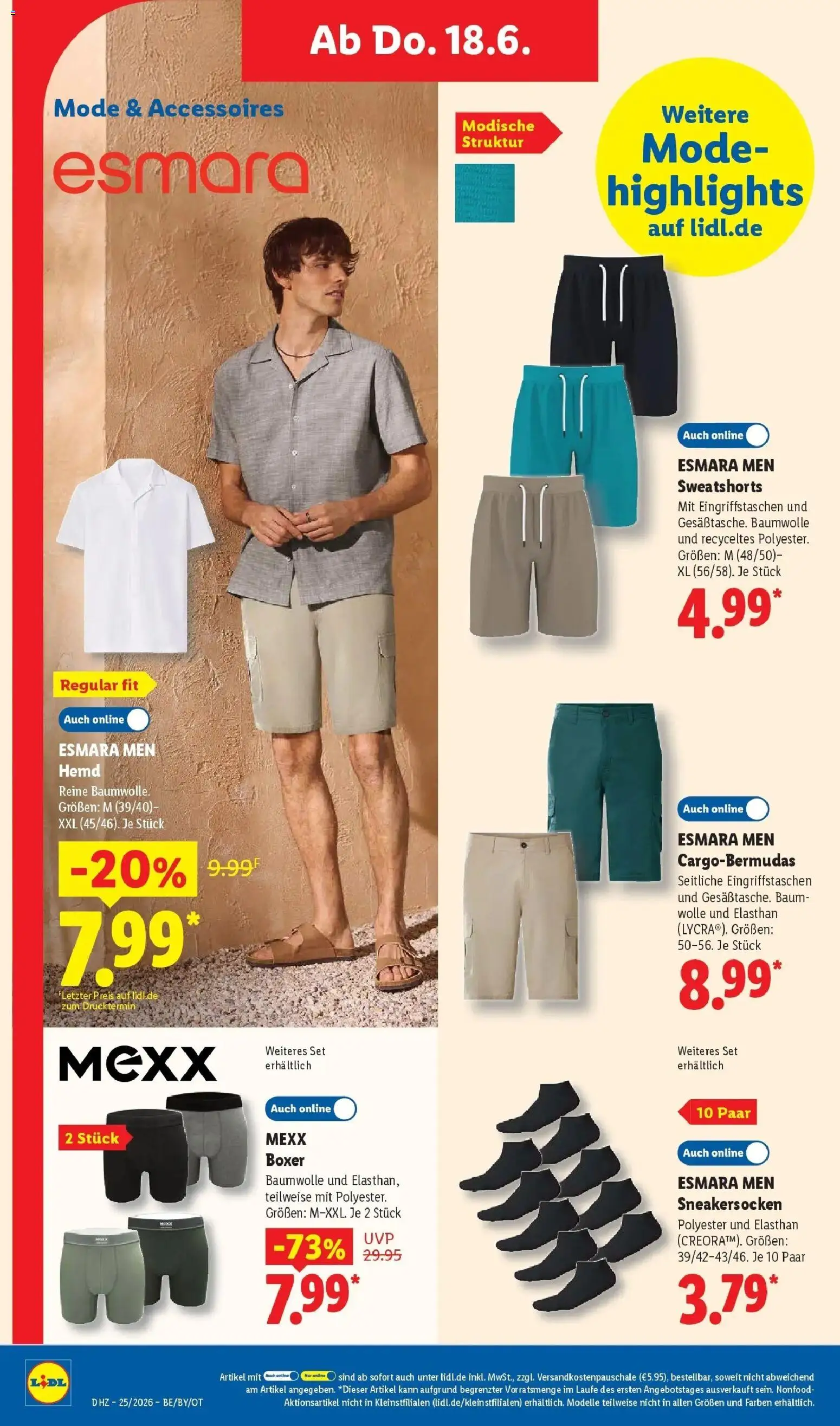 Lidl Prospekt Senftenberg – gültig ab 15.06.2026 | Seite: 40 | Produkte: Sweatshorts, Hemd, Boxer