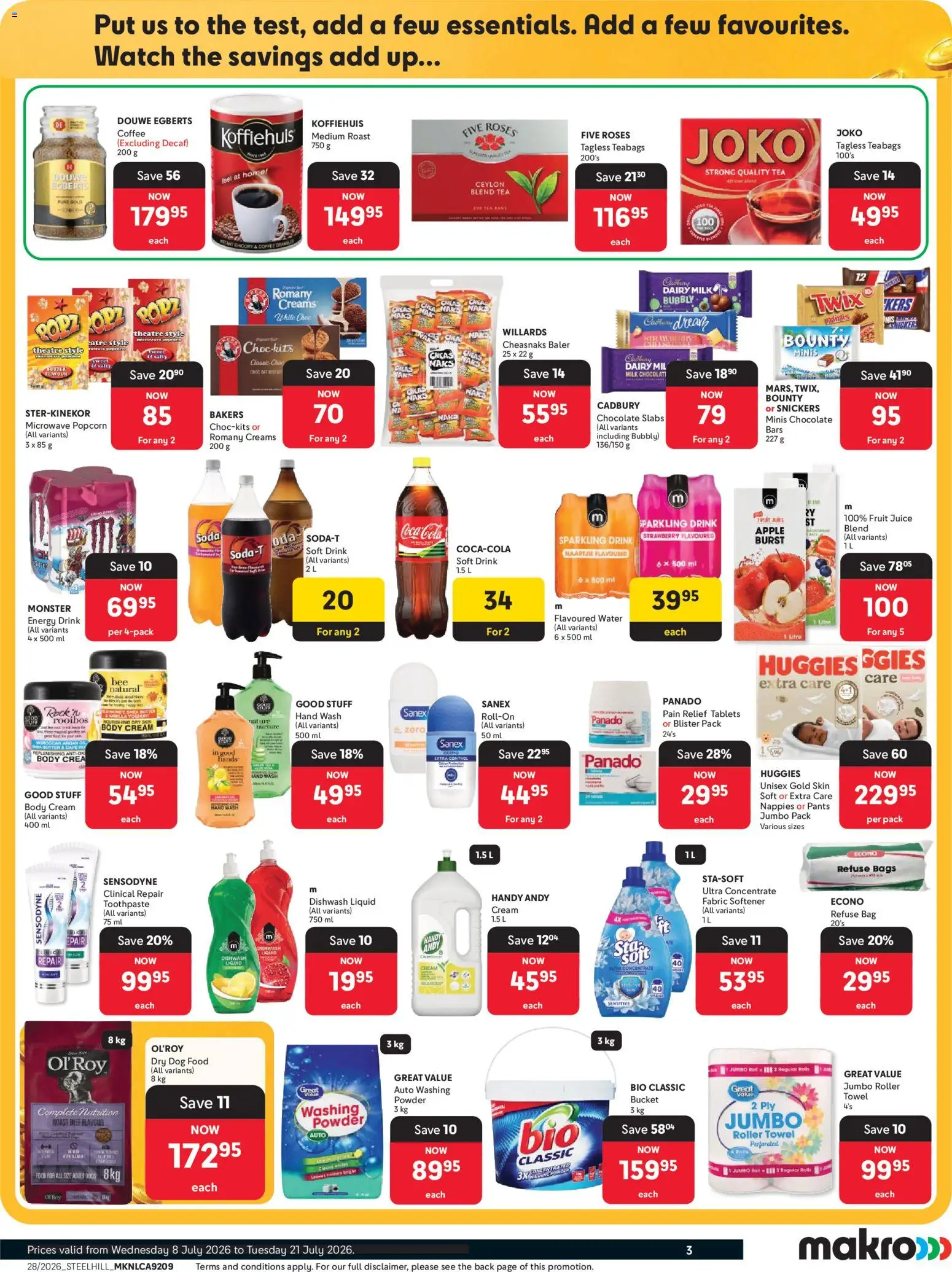 New Makro catalogue – valid from 08/07/2026 | Page: 3 | Products: Bag, Tea, Fruit, Fabric softener