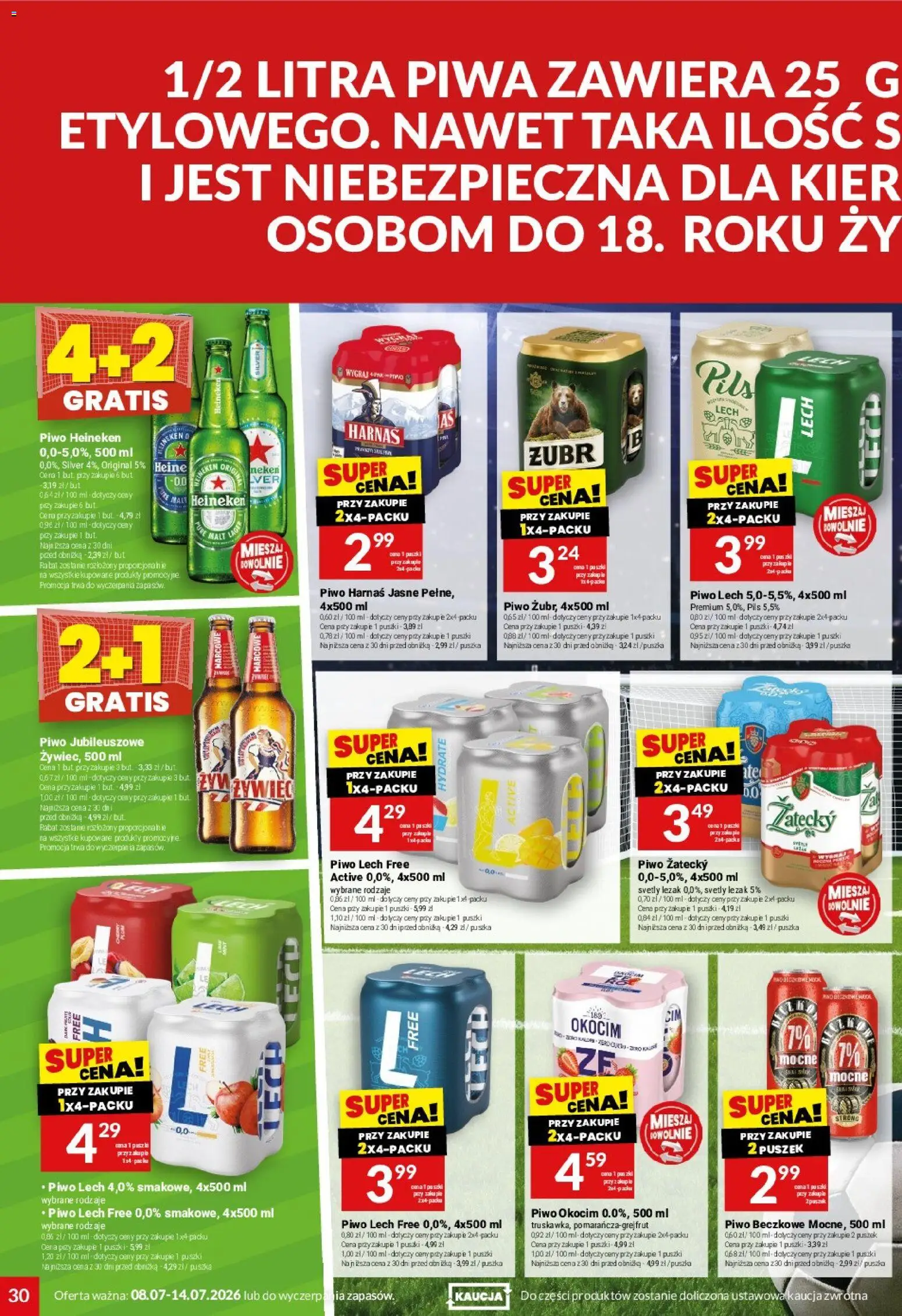 Twój Market gazetka od 08.07.2026 | Strona: 30 | Produkty: Leżak, Harnaś, Piwo, Heineken
