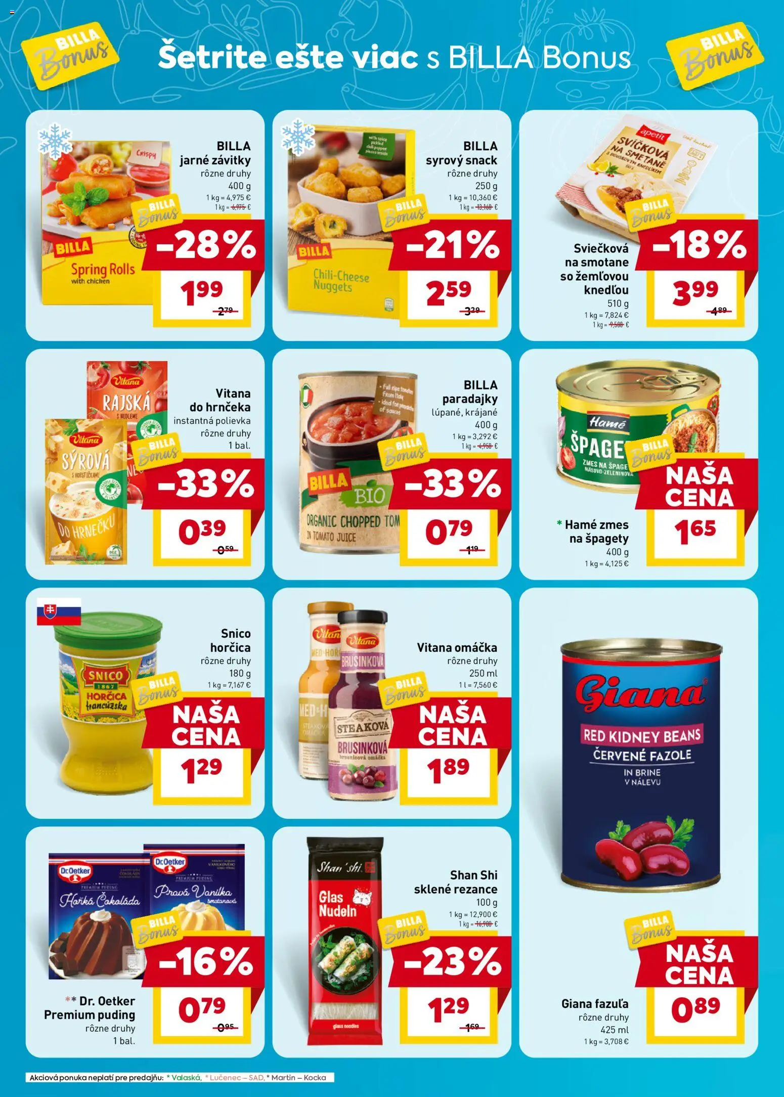 Nové Billa akcie – leták je platný od 03.06.2026 | Strana: 4 | Produkty: Paradajky, Rezance, Omáčka, Med