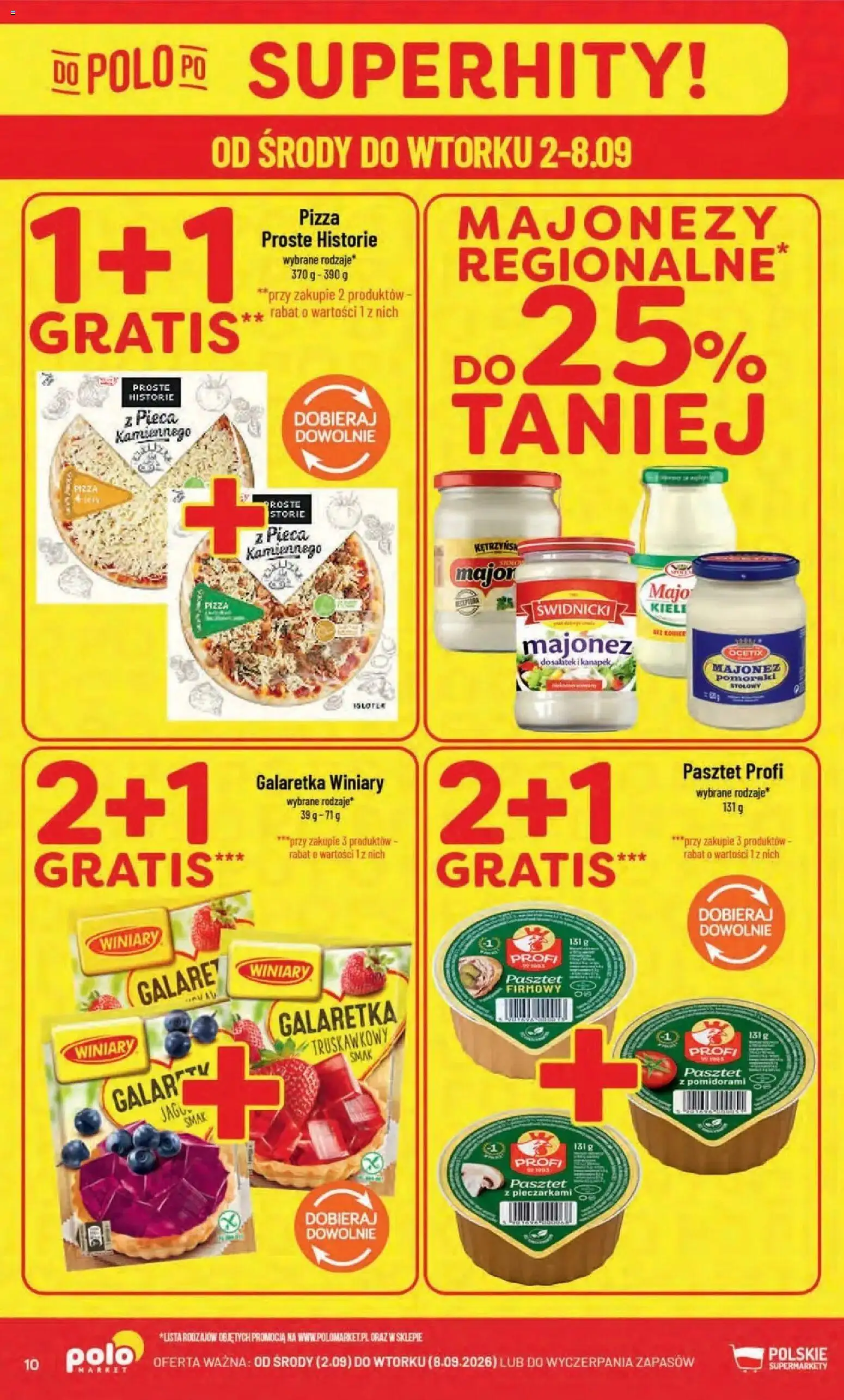 Nowa POLOmarket gazetka od jutra 02.09.2026 | Strona: 10 | Produkty: Galaretka, Pasztet, Pizza, Majonez