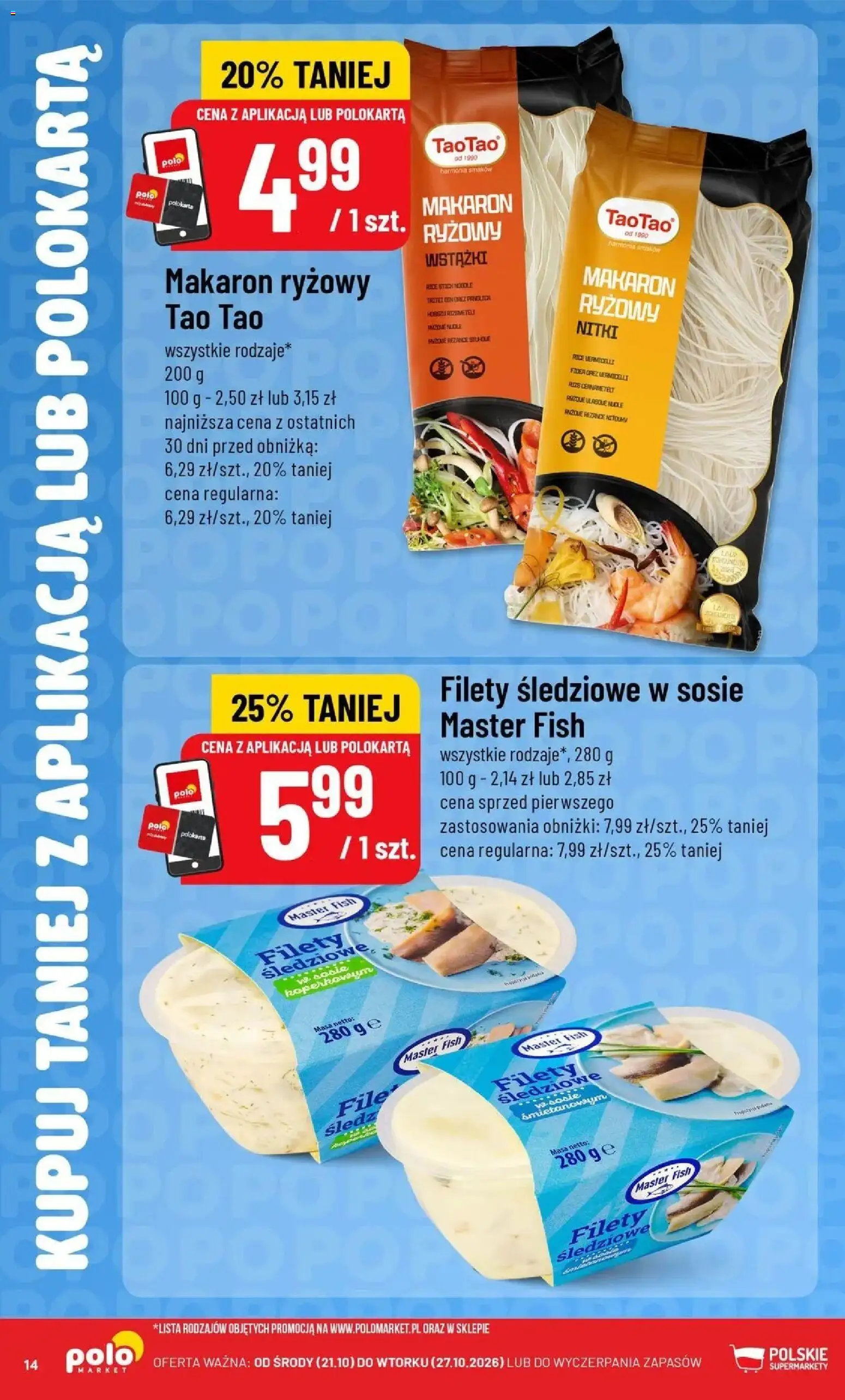 Nowa POLOmarket gazetka od jutra 21.10.2026 | Strona: 14 | Produkty: Makaron ryżowy, Makaron