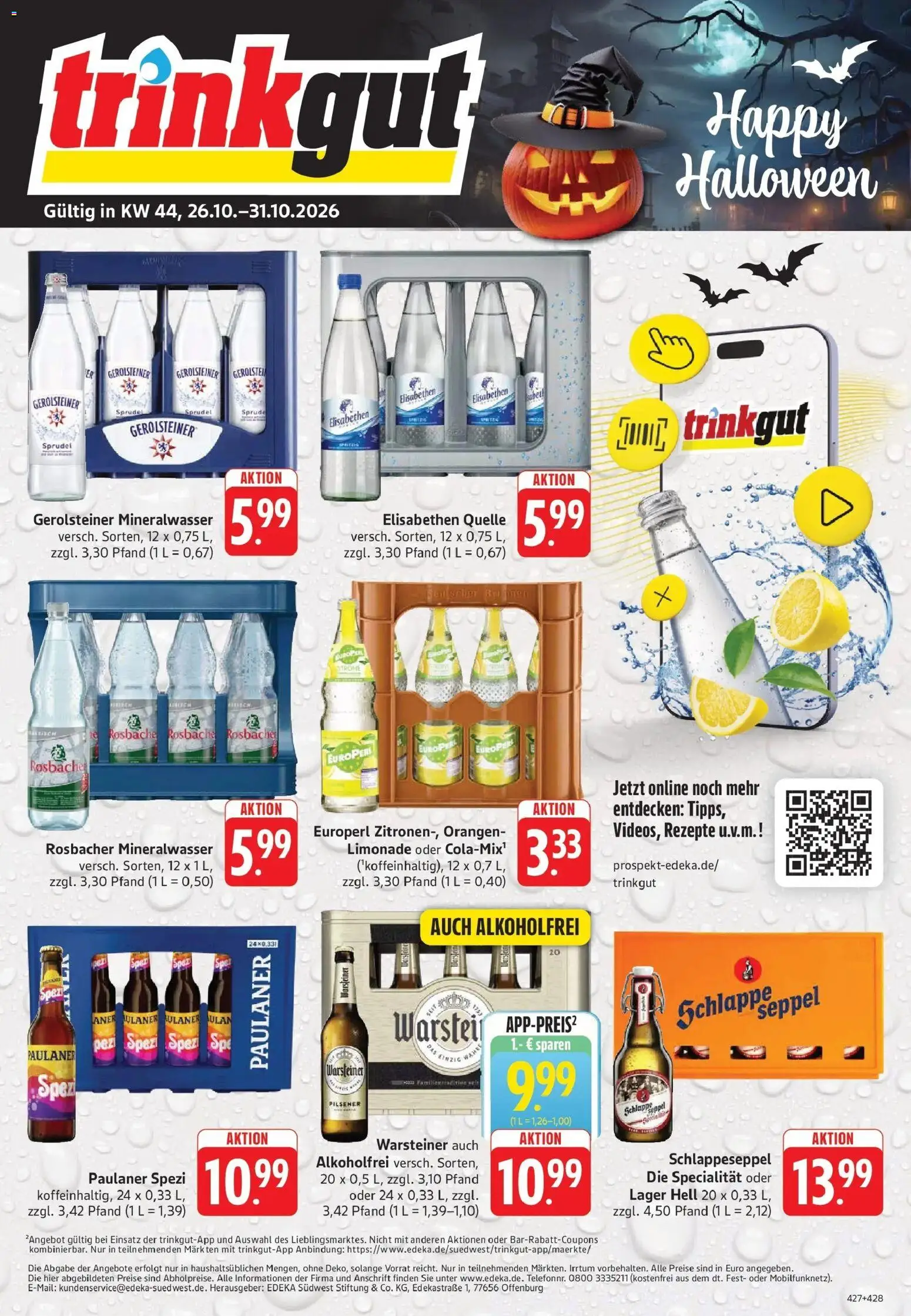 Trinkgut Prospekt Rüsselsheim (ab 26.10.2026) » Angebote online | Seite: 1 | Produkte: Paulaner spezi, Orangen, Mineralwasser, Gerolsteiner