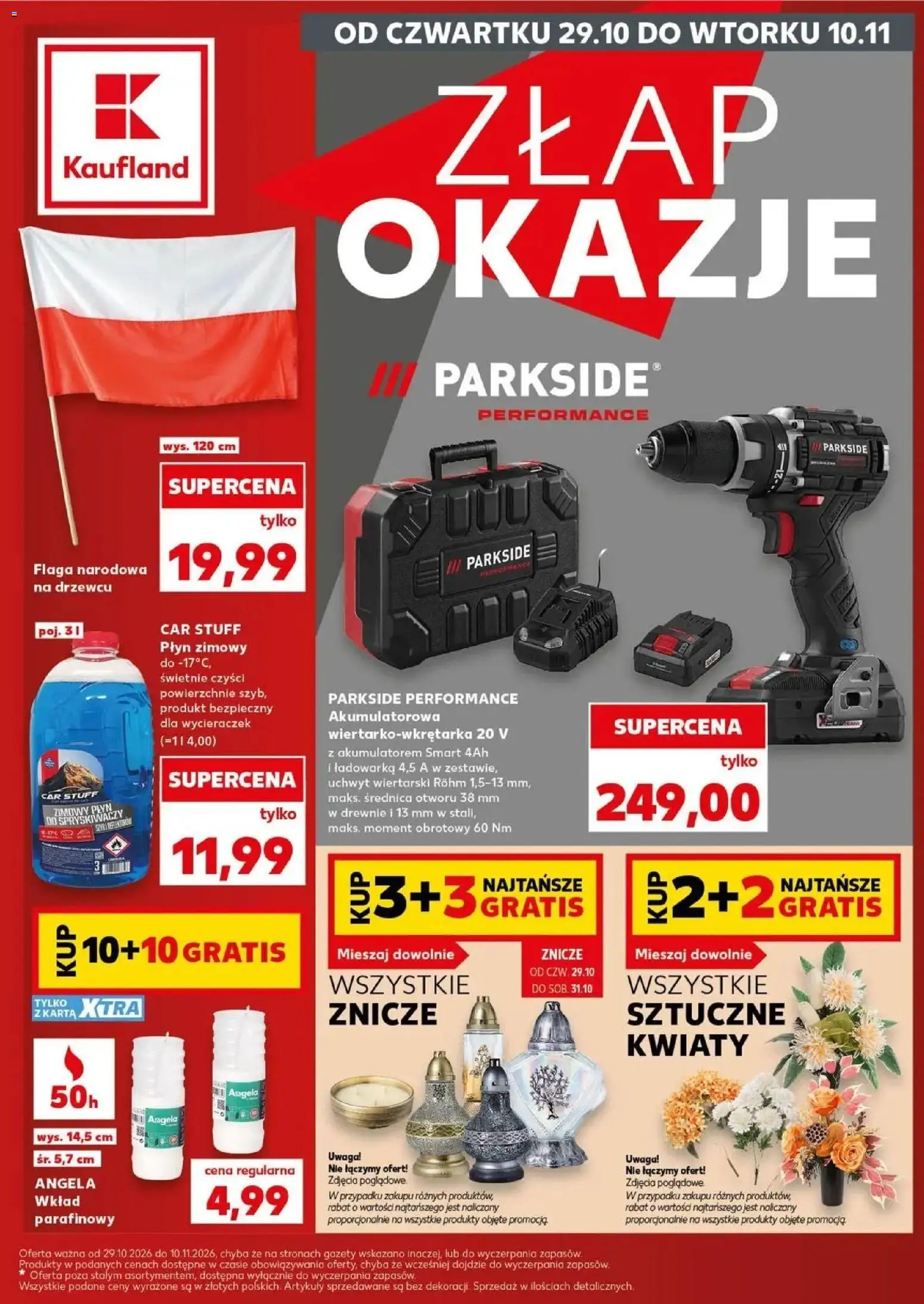 Kaufland gazetka - Złap Okazje od 29.10.2026 - od jutra PDF | Strona: 1 | Produkty: Zimowy płyn do spryskiwaczy, Ładowarka, Płyn do spryskiwaczy, Znicze