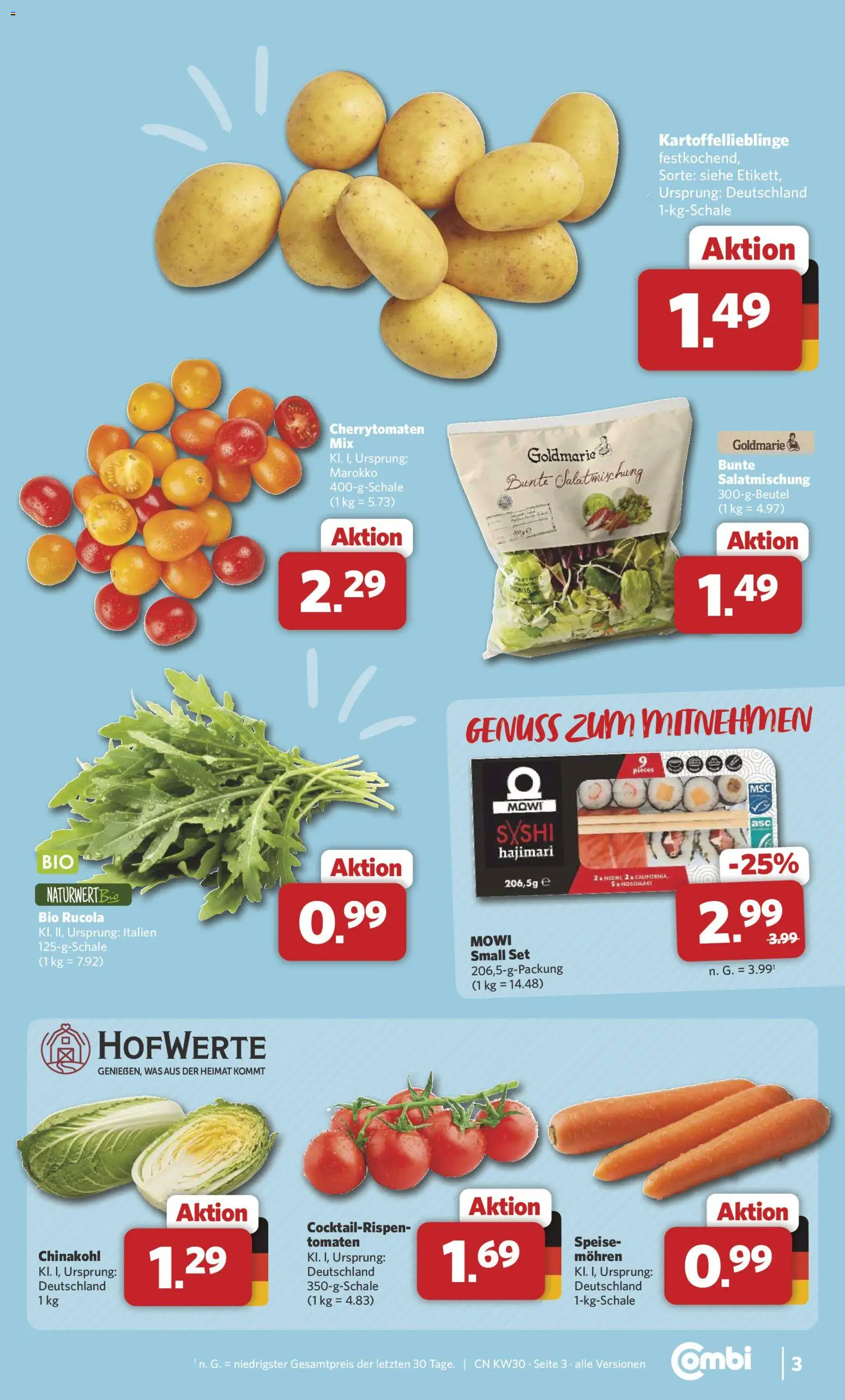 Combi Prospekt – gültig ab 20.07.2026 | Seite: 3 | Produkte: Rucola, Tomaten, Mohren, Chinakohl