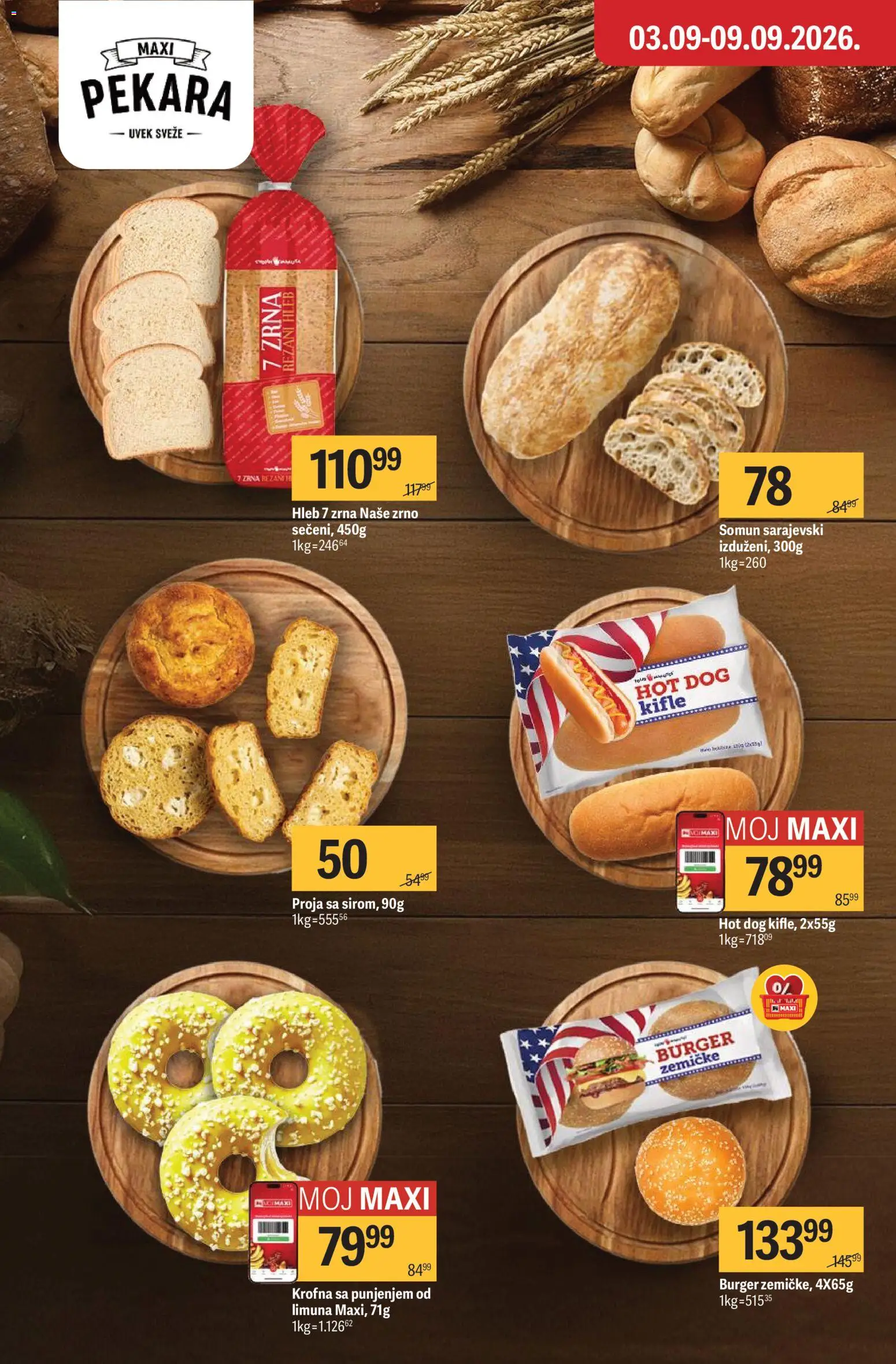 Maxi katalog - važi od 03.09.2026 | Strana: 7 | Proizvode: Rezani hleb, Pekara, Somun, Hot dog