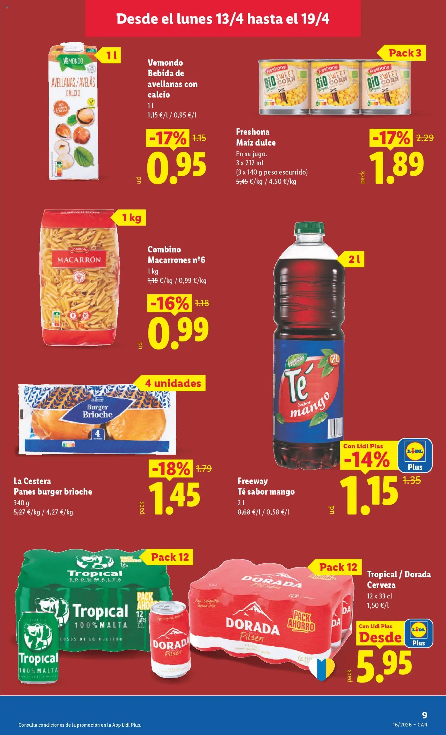 Lidl Canarias │ válido desde el 13.04.2026 | Página: 13 | Productos: Cerveza, Pasta, Peso, Ρούτερ
