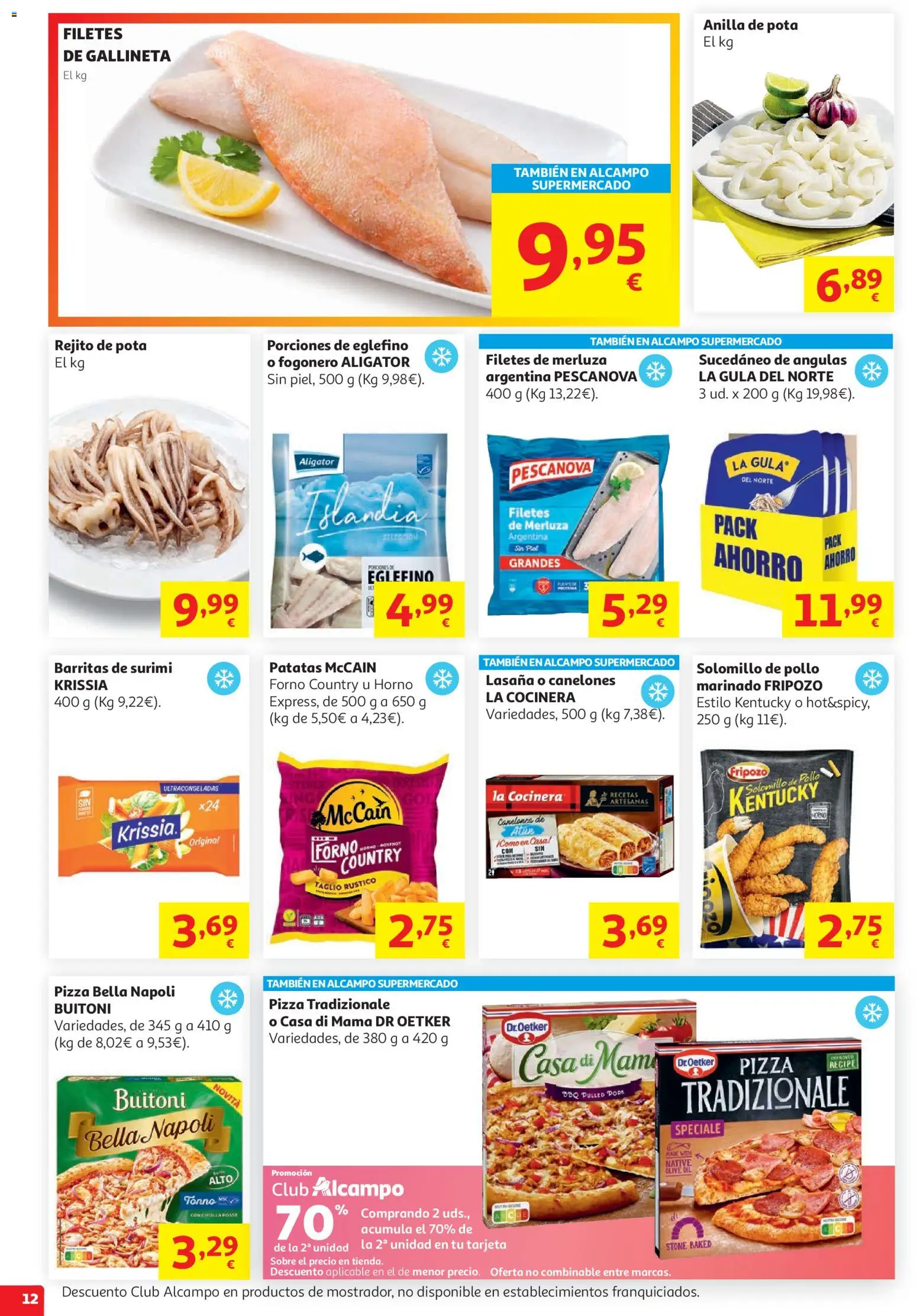 Alcampo HG Unico Mad │ válido desde el 19.05.2026 | Página: 14 | Productos: Filetes de merluza, Horno, Lasaña, Canelones