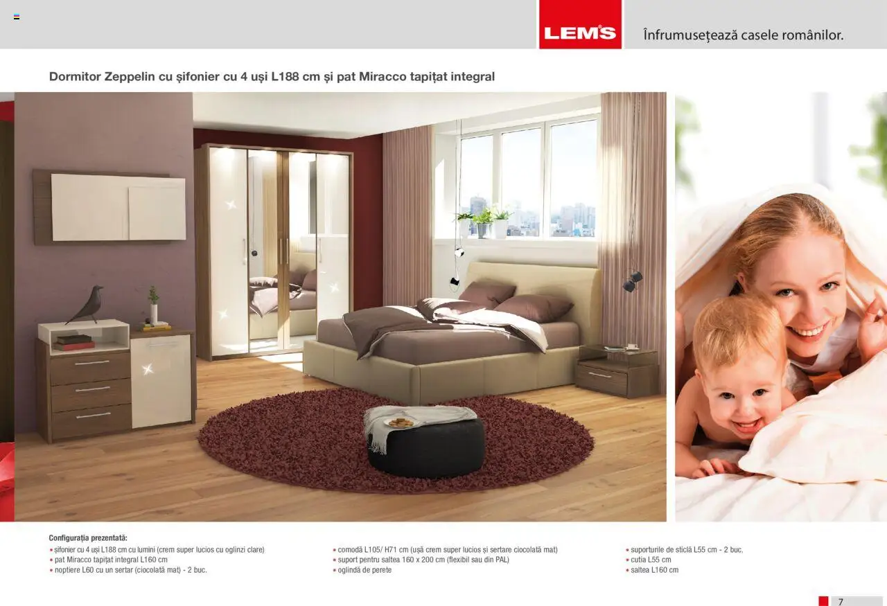Noul catalog Lem’s – valabil de la 17.11.2023 | Pagină: 7 | Produse: Saltea, Șifonier, Oglindă, Ușă
