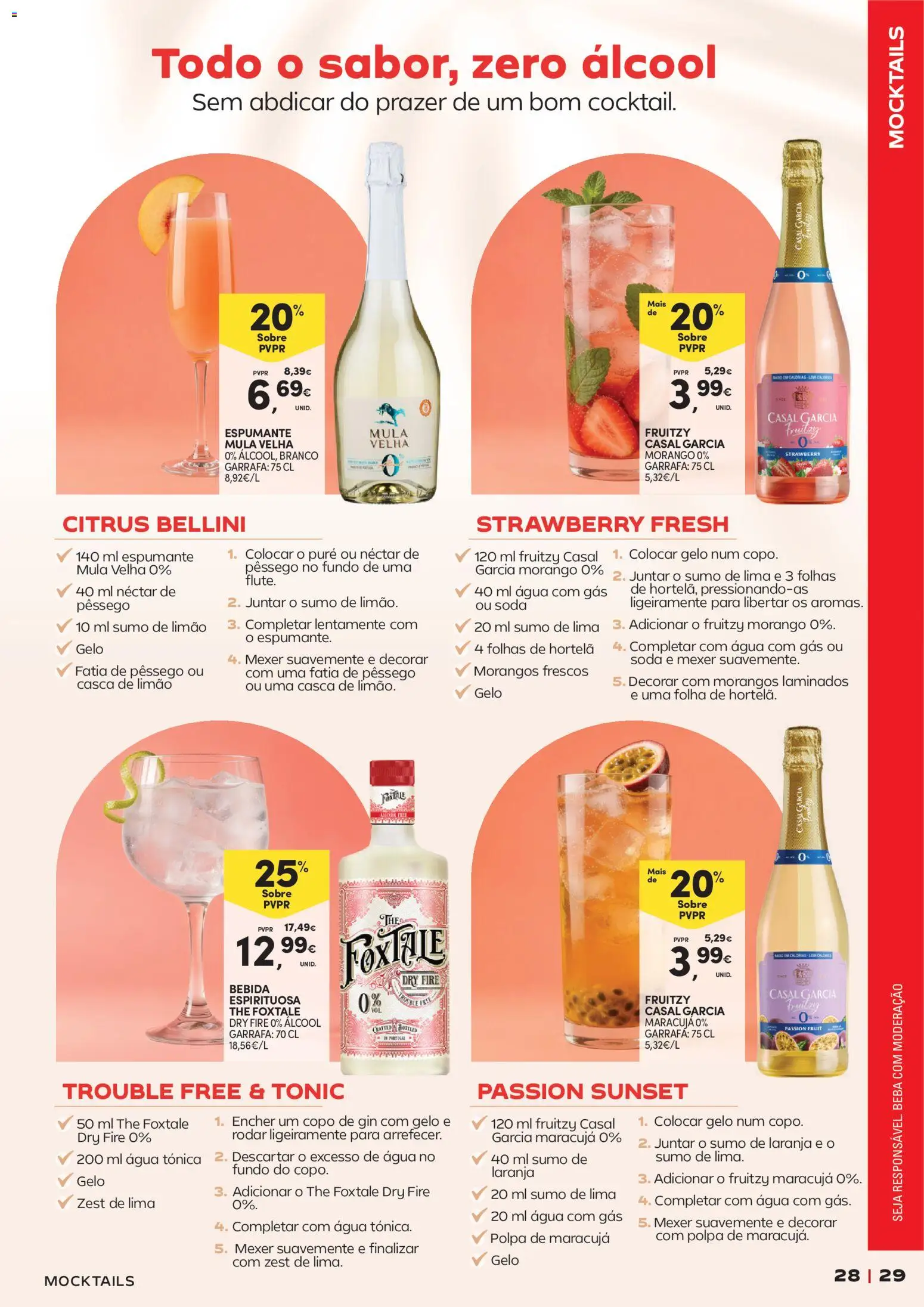 Continente - Cocktails │ válido de 14/07/2026 | Página: 29 | Produtos: Agua, Sumo, Gin, Soda