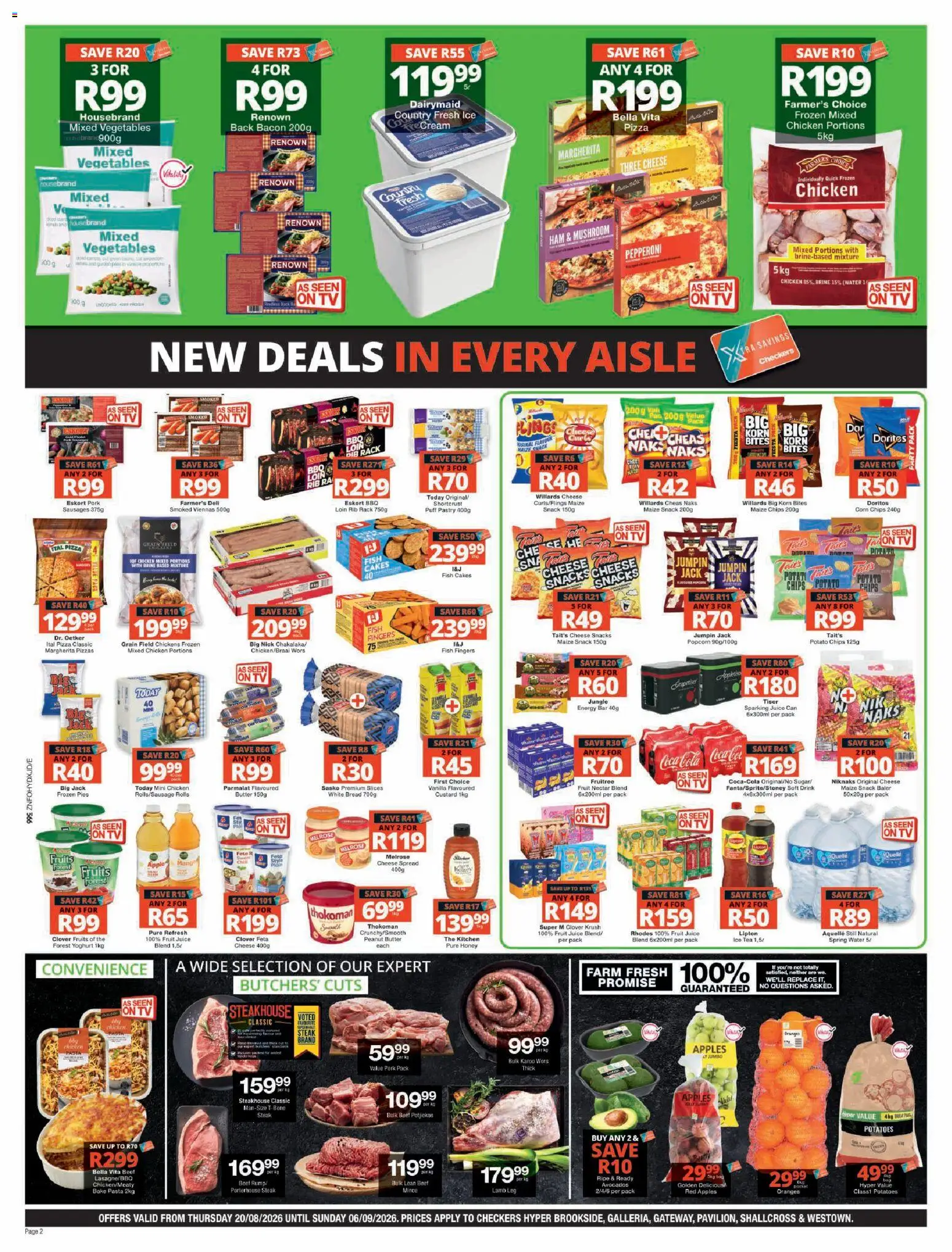 New Checkers catalogue – valid from 20/08/2026 | Page: 2 | Products: Custard, Vanilla, Cheese, Tea