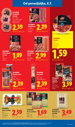 SOL&MAR Pršut Jamon serrano, 70 g, 1 kg = 27.-, narezak - Pregled kataloga iz trgovine Lidl, vrijedi od 06.07.2026 | Stranica: 15