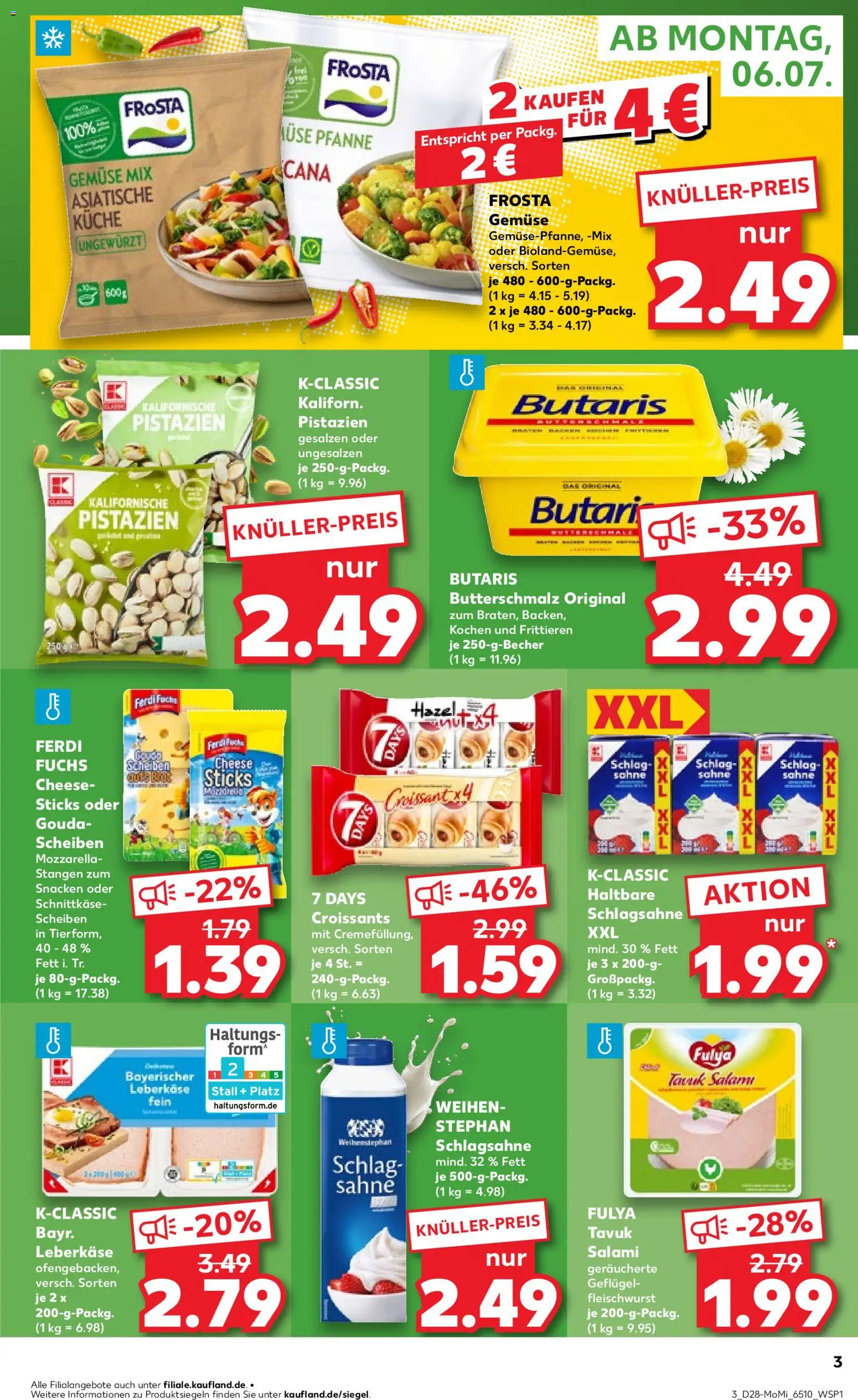 Kaufland Německo leták - Köln od 06.07.2026 | Strana: 3 | Produkty: Salám, Forma, Croissant, Mozzarella
