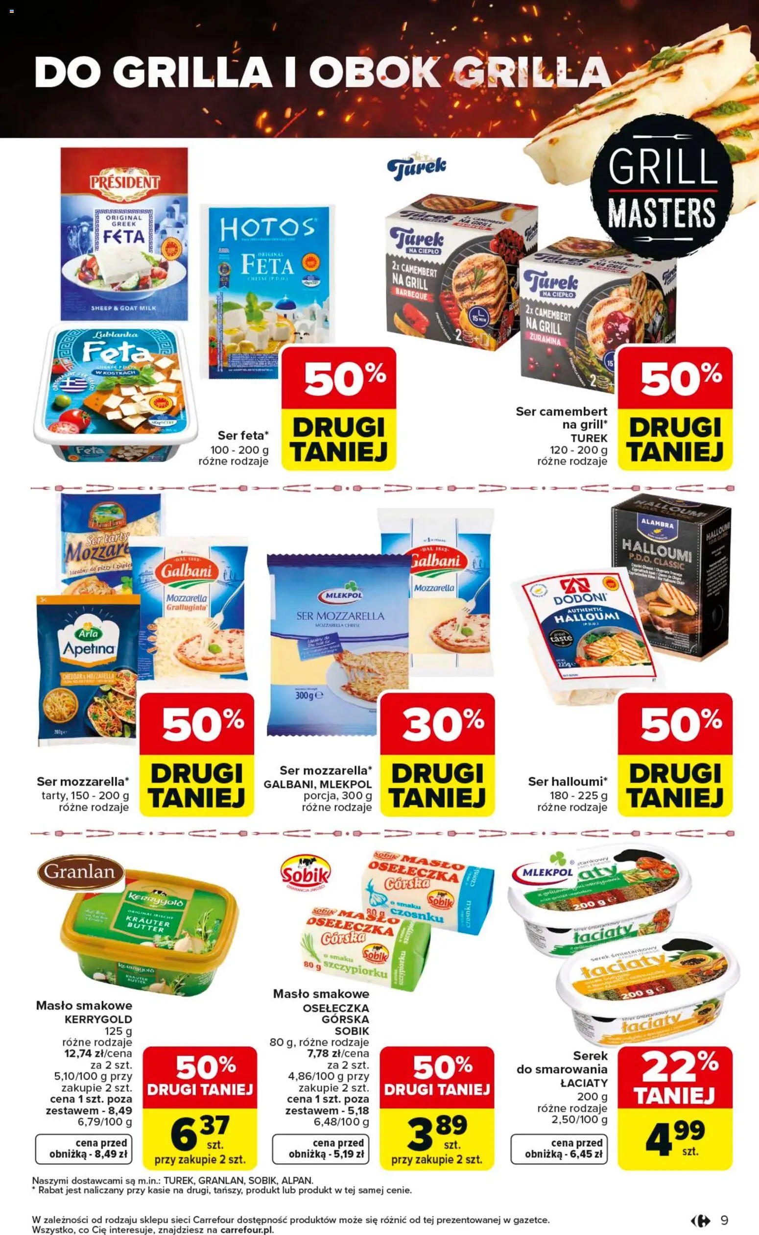 Carrefour gazetka - Misja:Grill Cię wzywa od 23.04.2026 | Strona: 9 | Produkty: Serek, Ser camembert, Camembert, Mozzarella