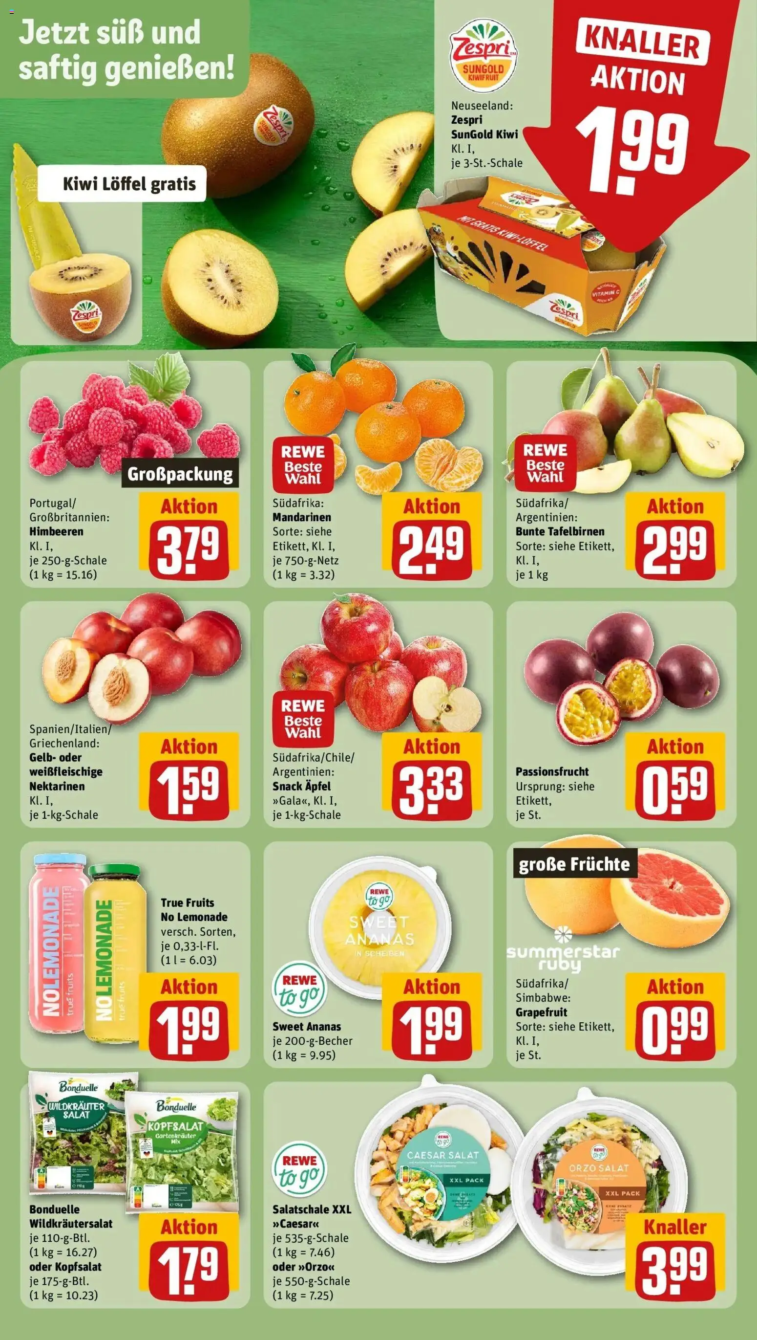 REWE Prospekt ab 10.08.2026 zum Blättern » Angebote | Seite: 4 | Produkte: Himbeeren, Mandarinen, Grapefruit, Salat