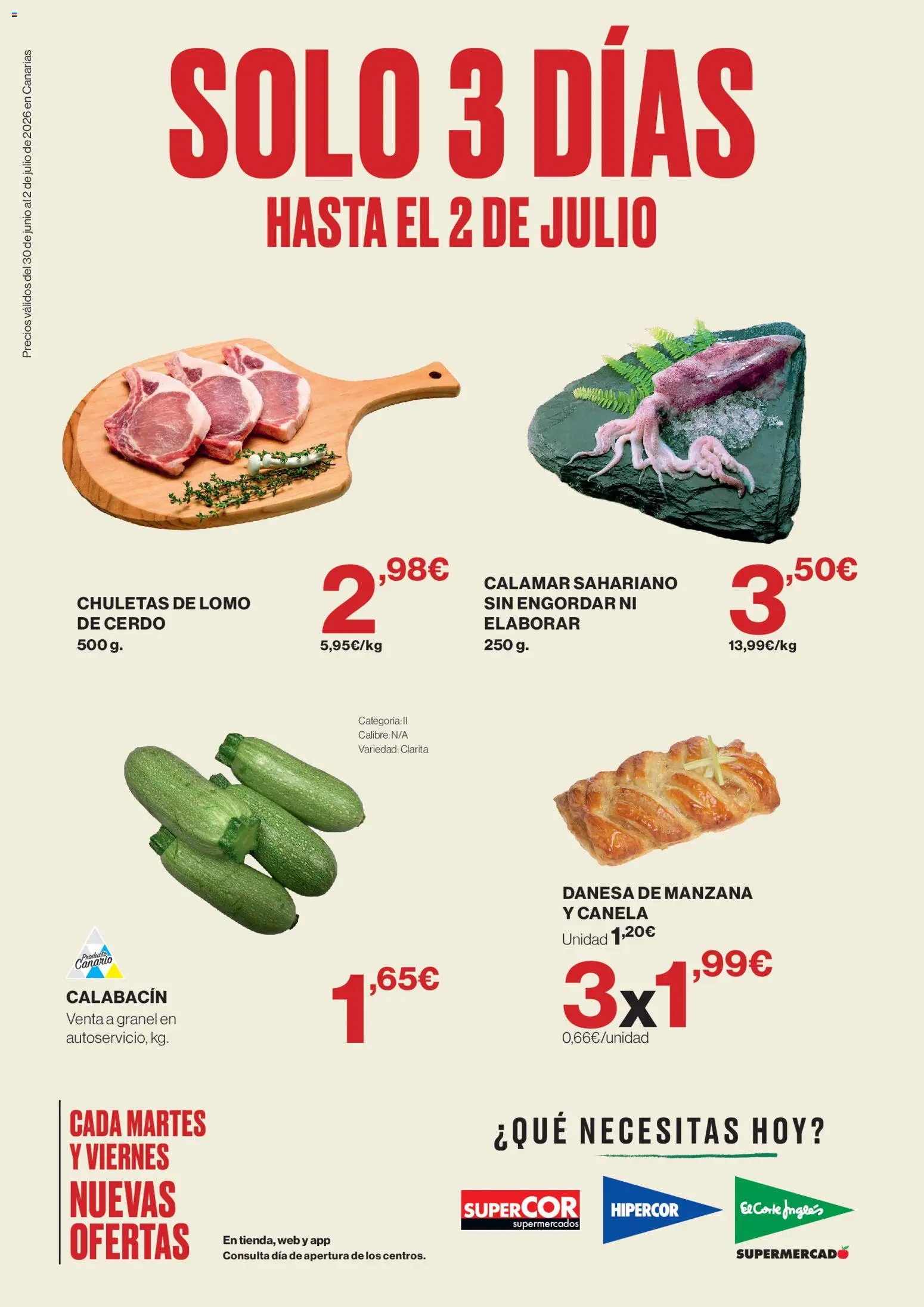 Supercor Canarias │ válido desde el 30/06/2026 | Página: 1 | Productos: Calabacín, Cerdo, Manzana