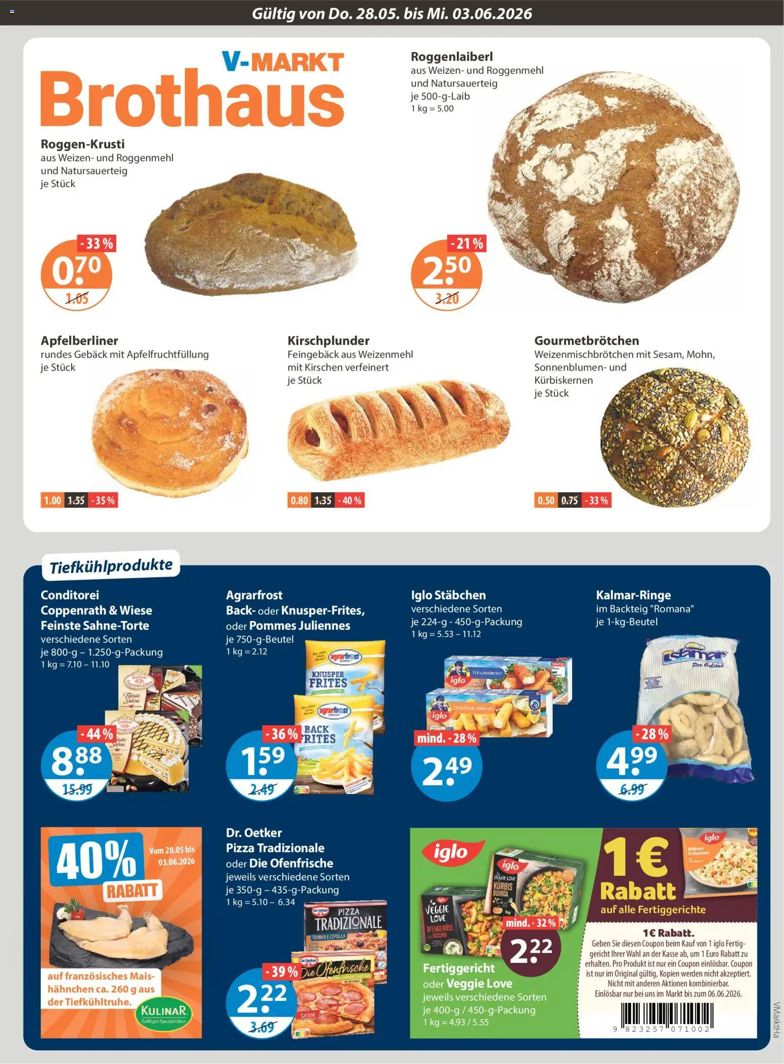 V-Markt Angebote – gültig ab 28.05.2026 | Seite: 5 | Produkte: Hahnchen, Iglo, Kirschen, Pizza