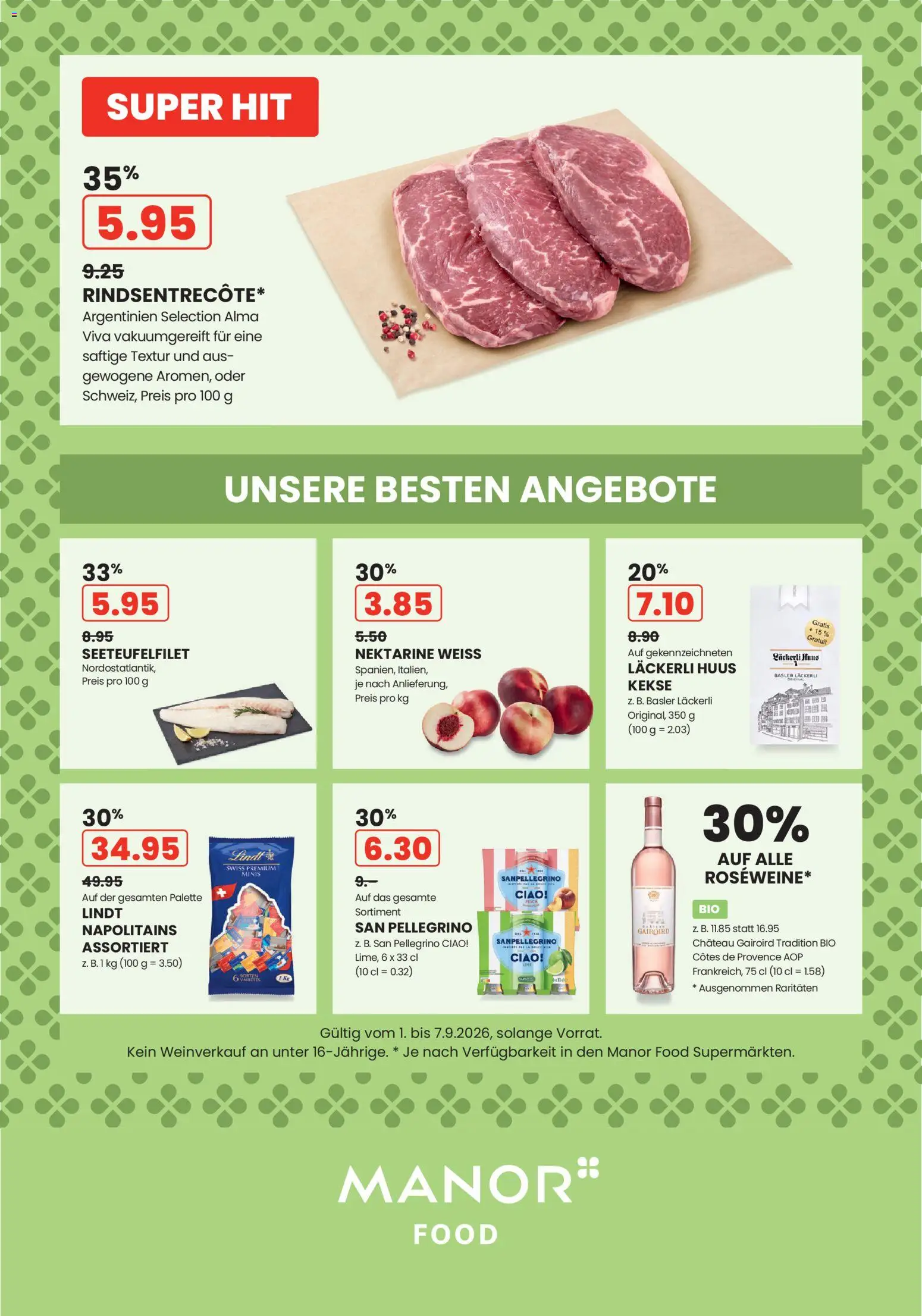 Manor aktionen – gültig ab 01.09.2026 | Seite: 1 | Produkte: Kekse, Nektarine