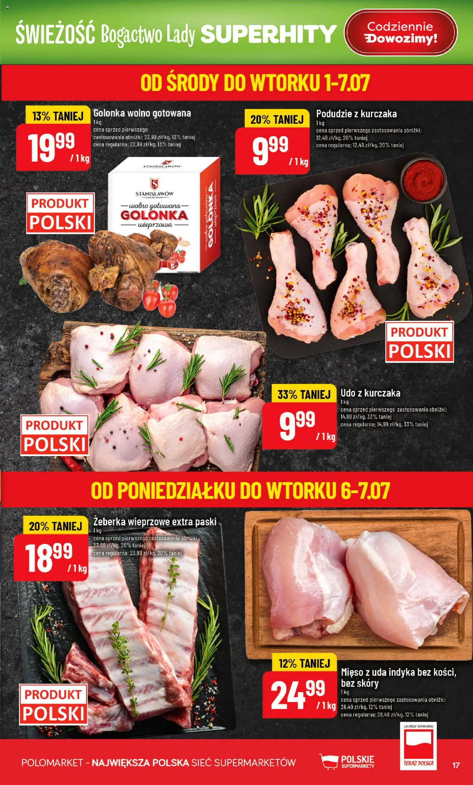 POLOmarket gazetka od 01.07.2026 | Strona: 17 | Produkty: Mięso, Podudzie z kurczaka, Golonka wieprzowa