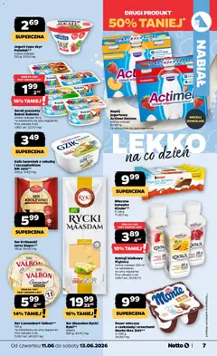 Pogląd oferty "Netto gazetka od czwartku spożywcza" - ważna od 11.06.2026 | Strona: 7 | Produkty: Ser camembert, Ser, Czekolada, Twarożek