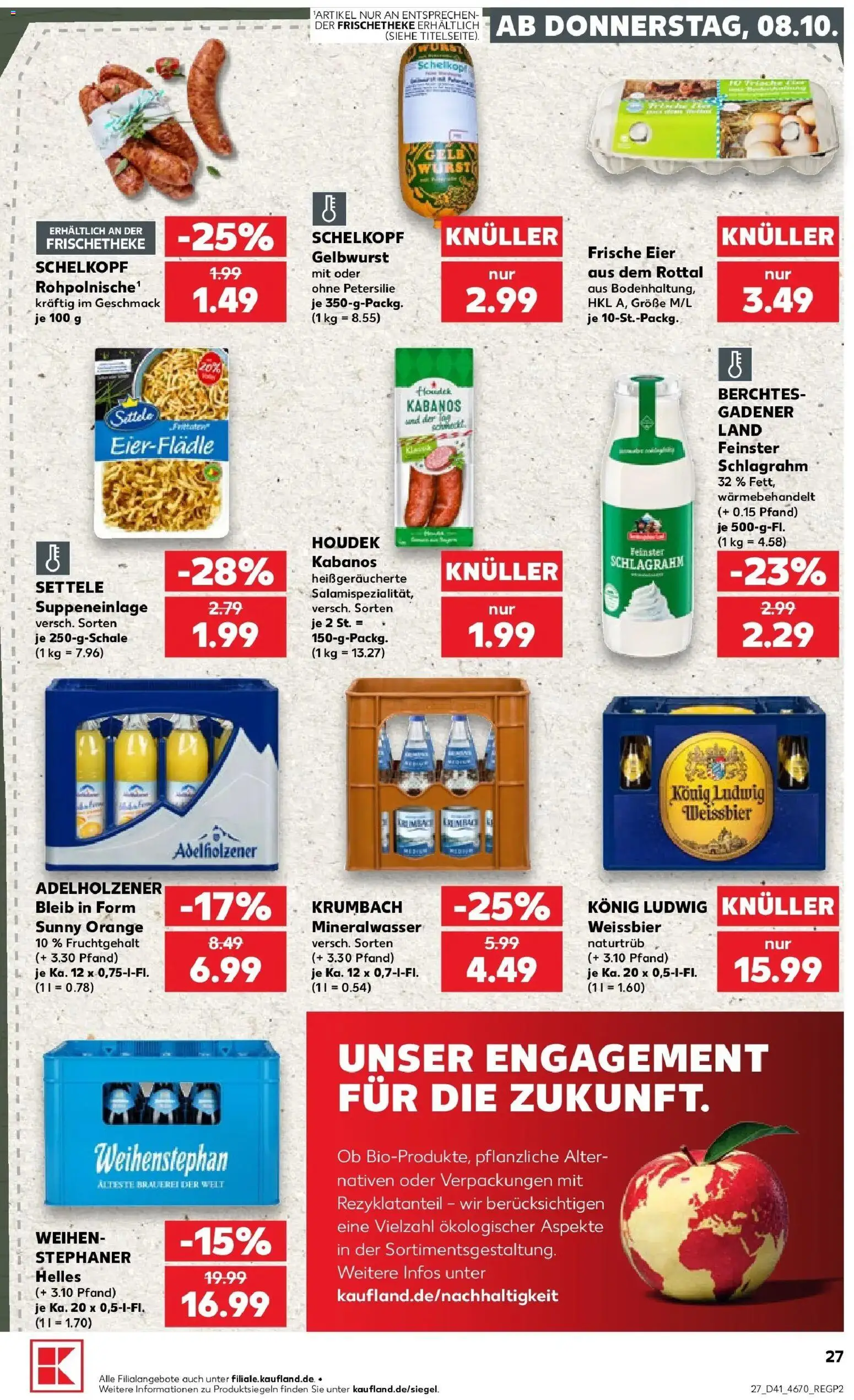 Prospekt Kaufland ab 08.10.2026 » Angebote Online zum Blättern | Seite: 27 | Produkte: Weißbier, Adelholzener, Mineralwasser, Petersilie