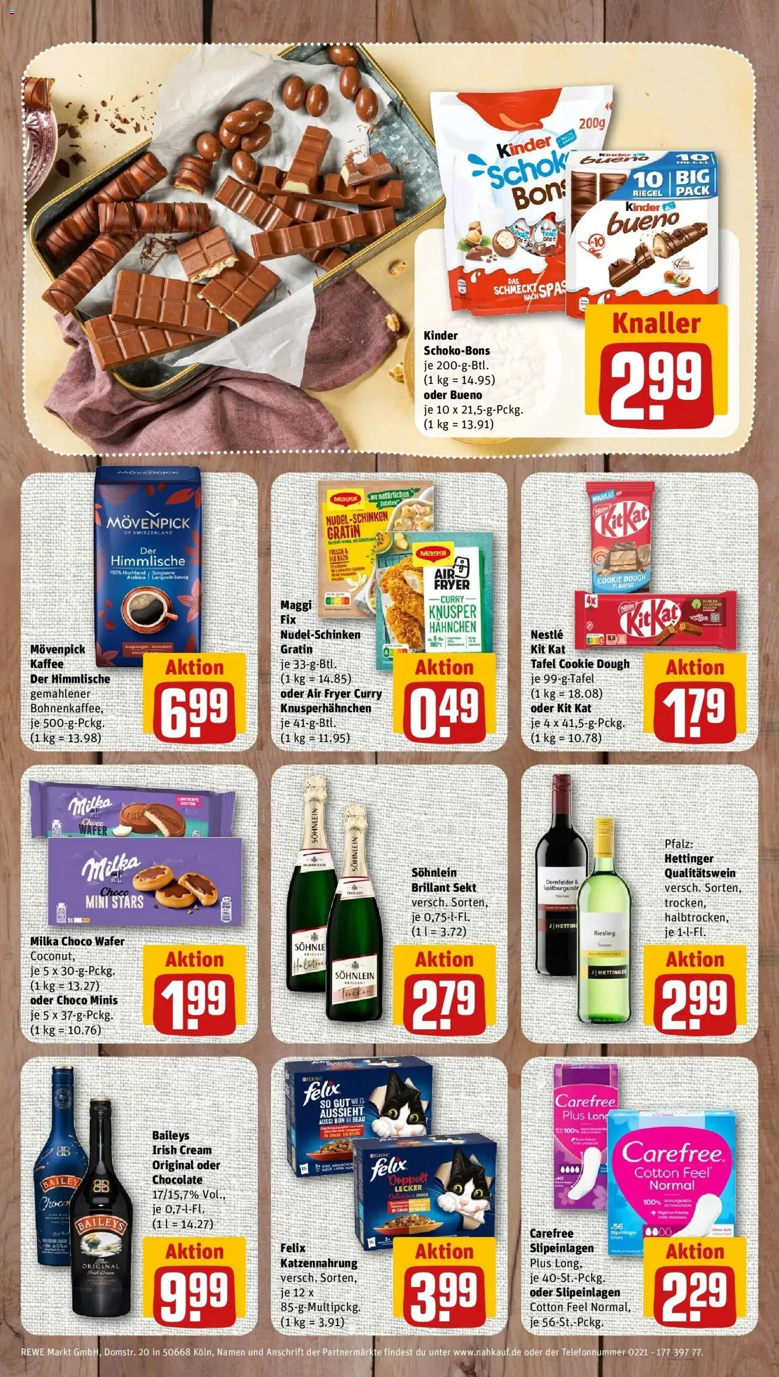REWE Prospekt ab 31.08.2026 zum Blättern » Angebote | Seite: 8 | Produkte: Kinder bueno, Milka, Maggi fix, Baileys