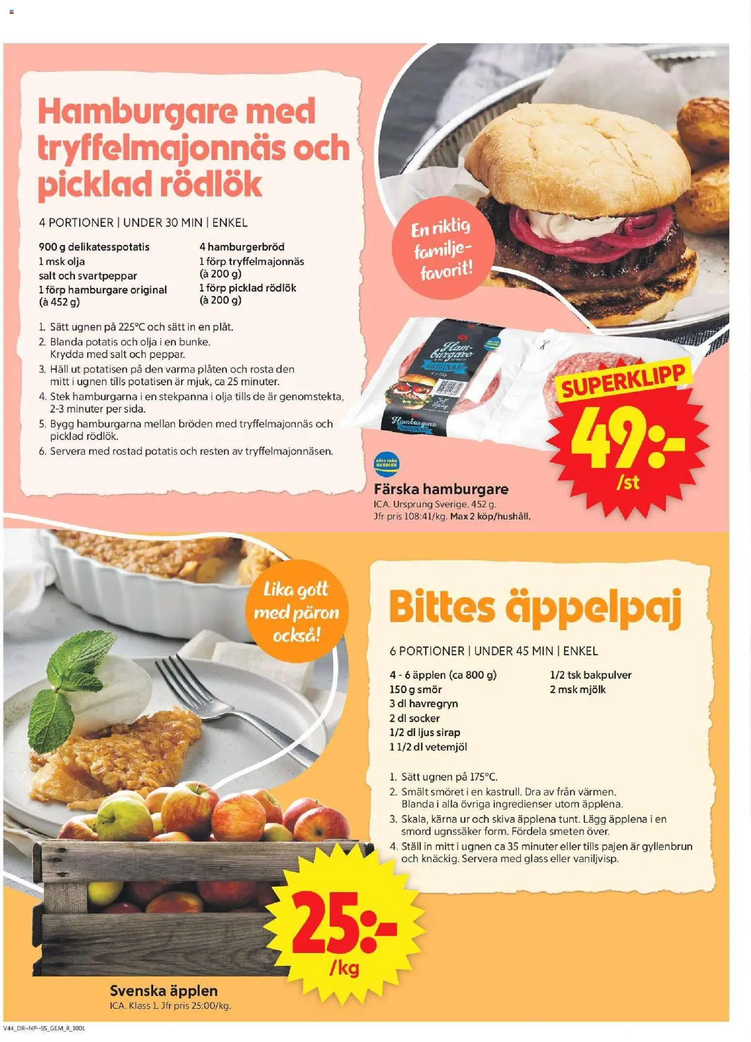 ICA Supermarket reklamblad aktuell från 26/10/2026 | Sida: 6 | Produkter: Päron, Hamburgare, Äpplen, Vetemjöl