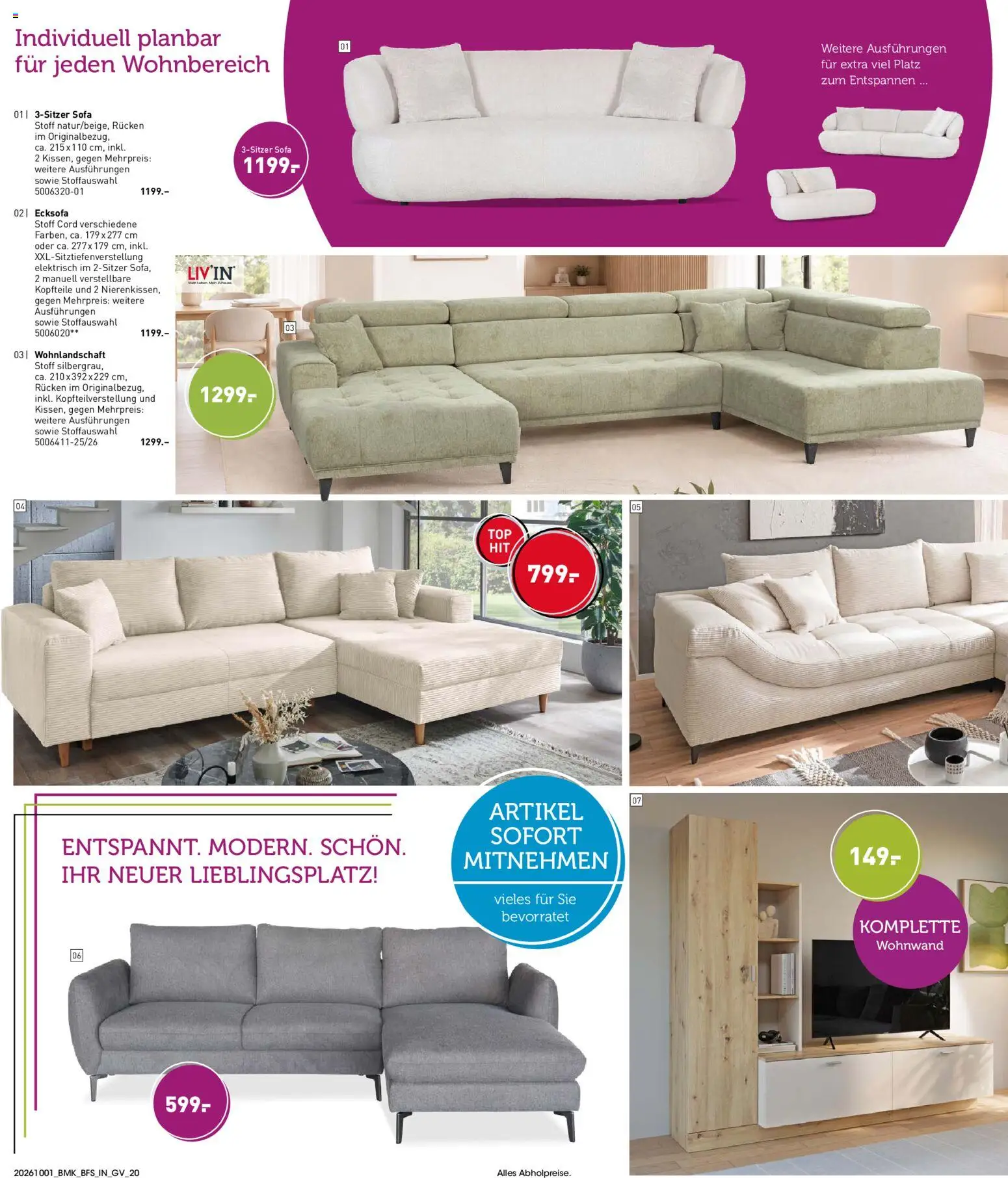 Möbel Martin Prospekt – gültig ab 01.10.2026 | Seite: 20 | Produkte: Wohnlandschaft, Ecksofa, Wohnwand, Sofa