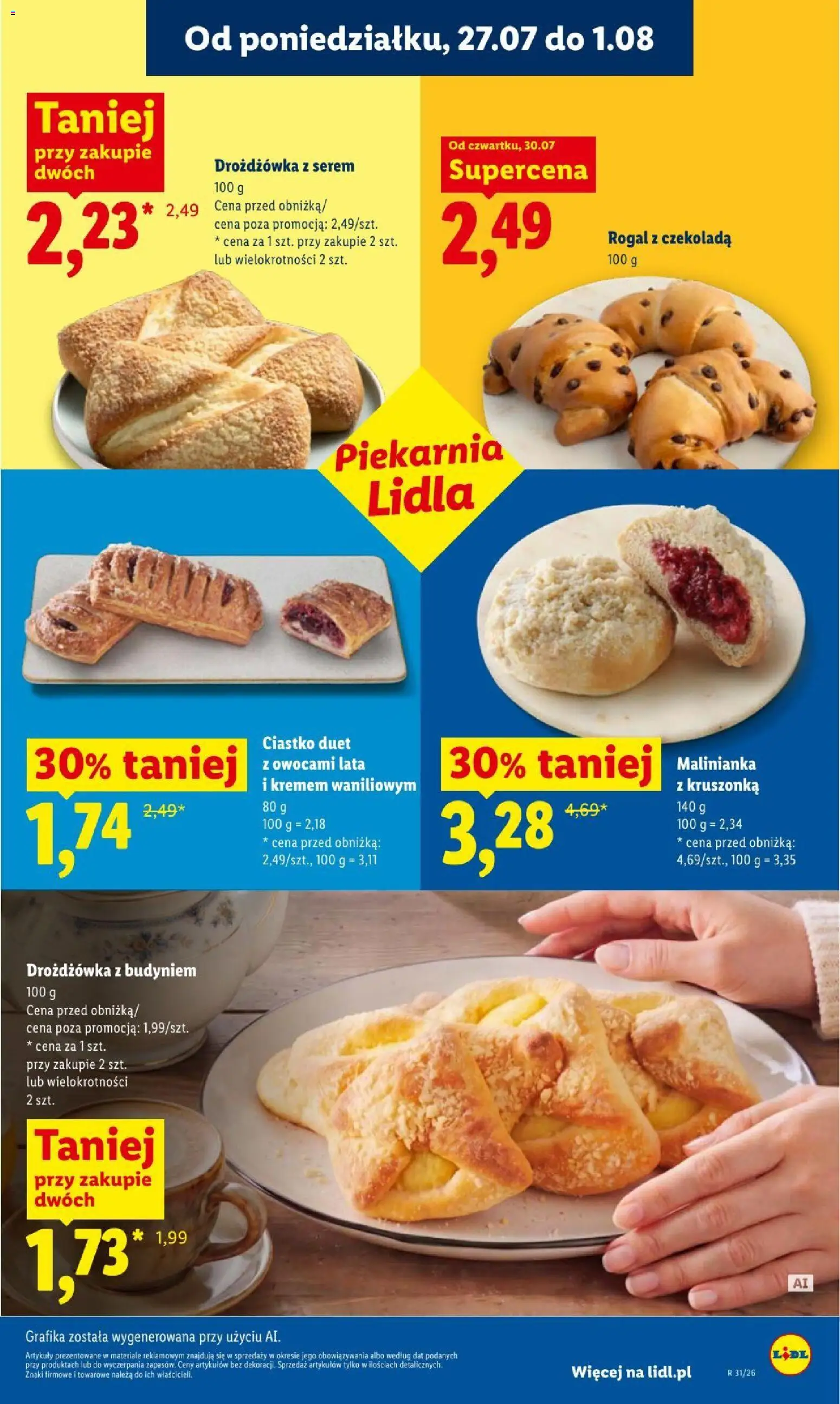 Lidl gazetka od 30.07.2026 | Strona: 57 | Produkty: Drożdżówka z budyniem, Piekarnia, Czekolada