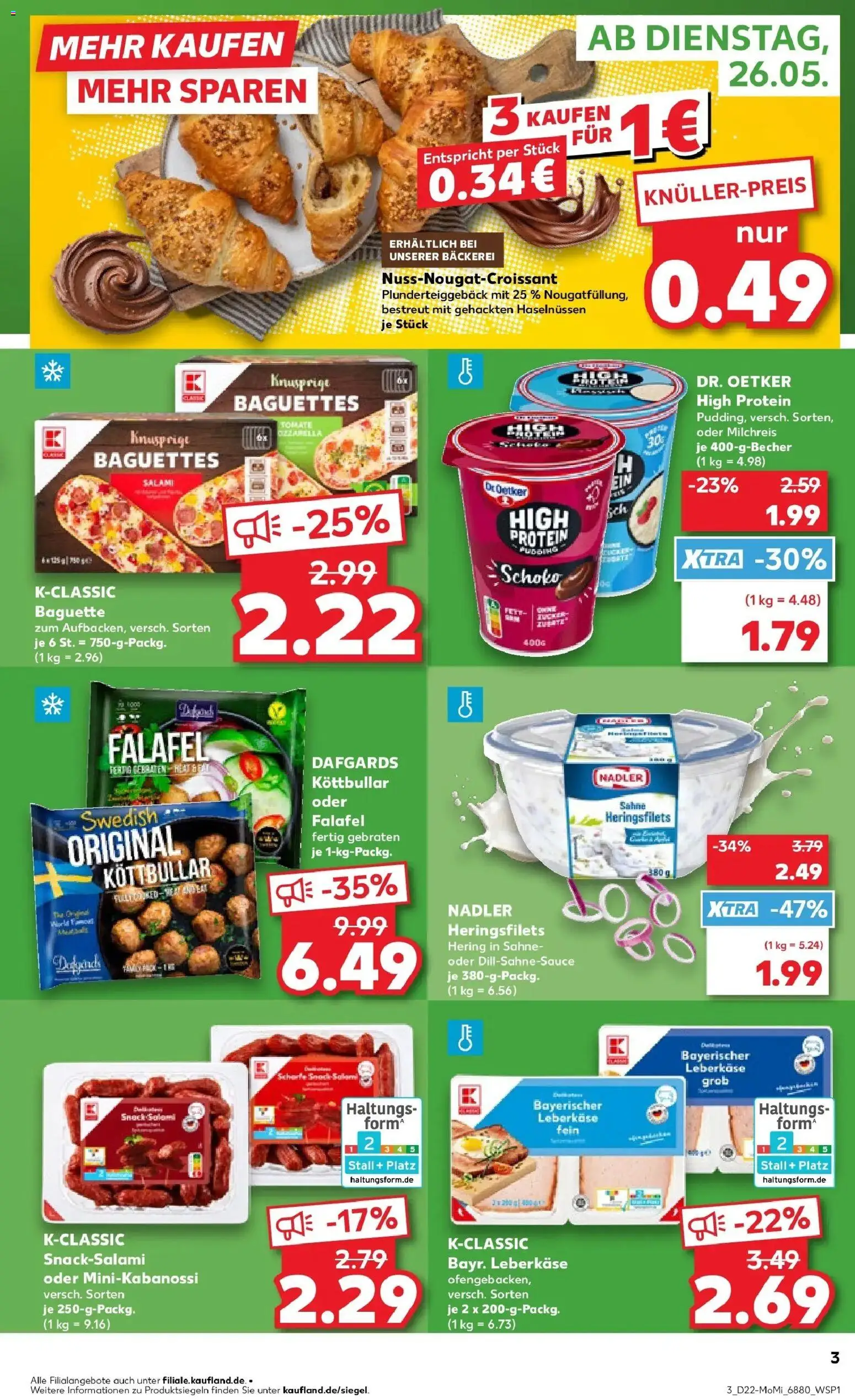 Kaufland Prospekt Völklingen – gültig ab 26.05.2026 | Seite: 3 | Produkte: Bäckerei, Baguette, Salami, Sahne