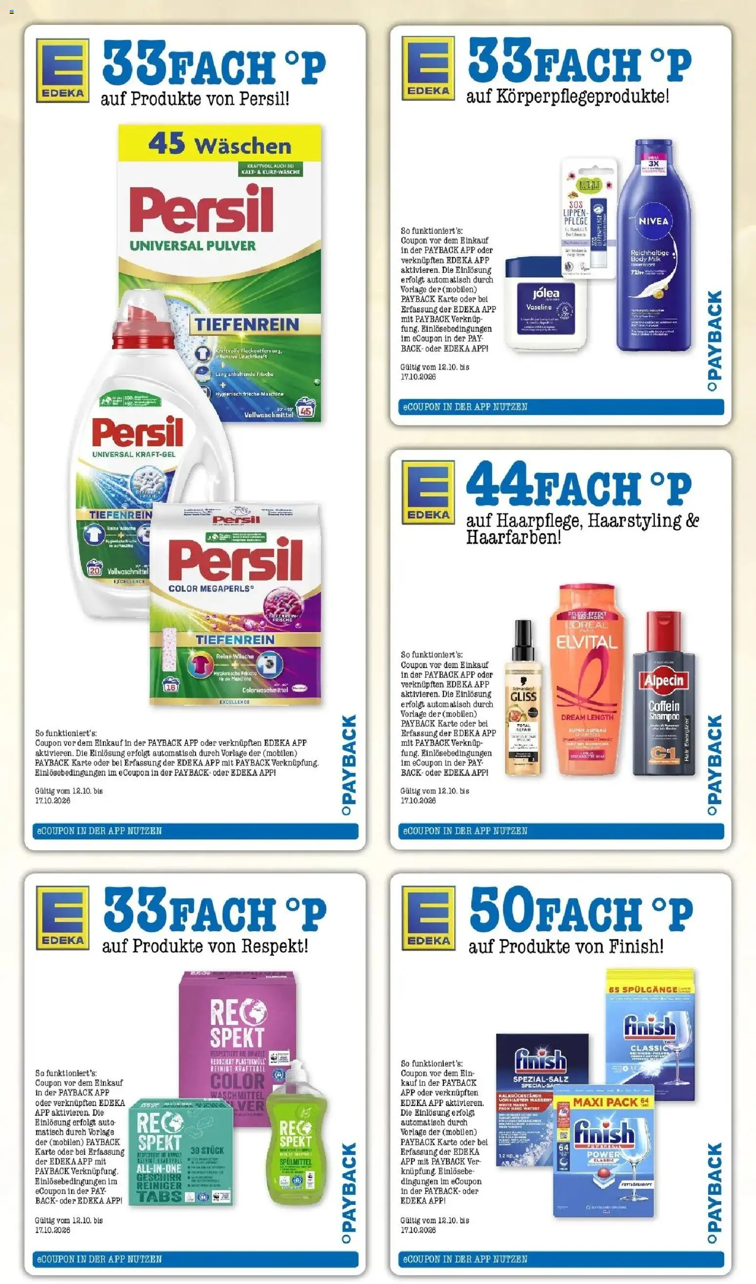 E center Prospekt Kuppenheim-Oberndorf (ab 12.10.2026) zum Blättern | Seite: 75 | Produkte: Finish, Shampoo, Body Milk, Persil