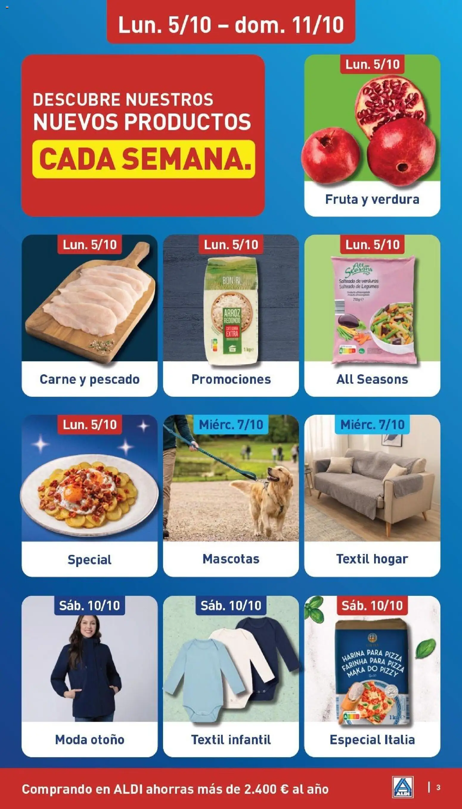 Aldi folleto Baleares │ válido desde el 05/10/2026 | Página: 3 | Productos: Pizza, Arroz, Pescado, Carne