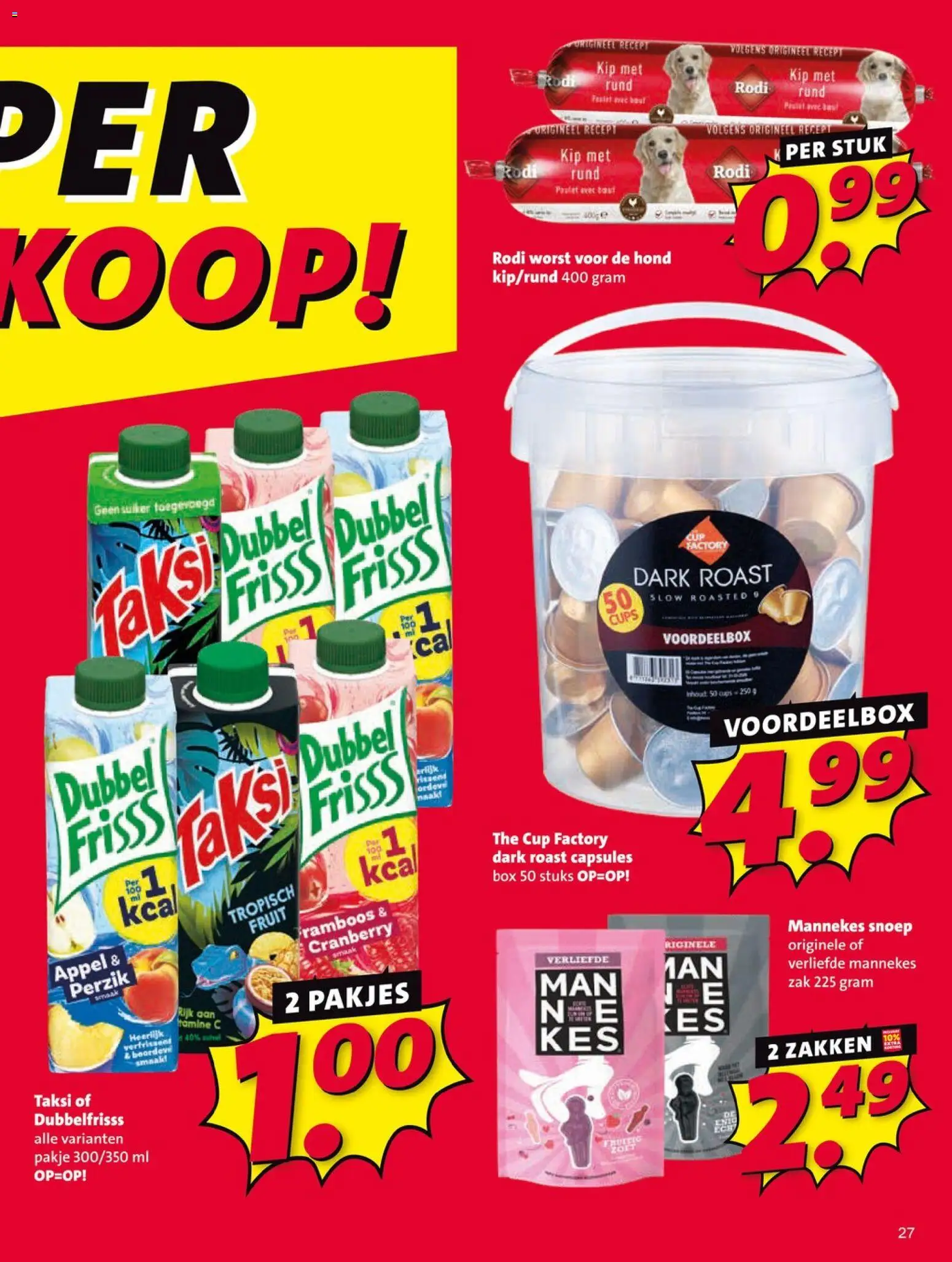 {H1} | Pagina: 27 | Producten: Waffelini, Worst, Box, Fruit