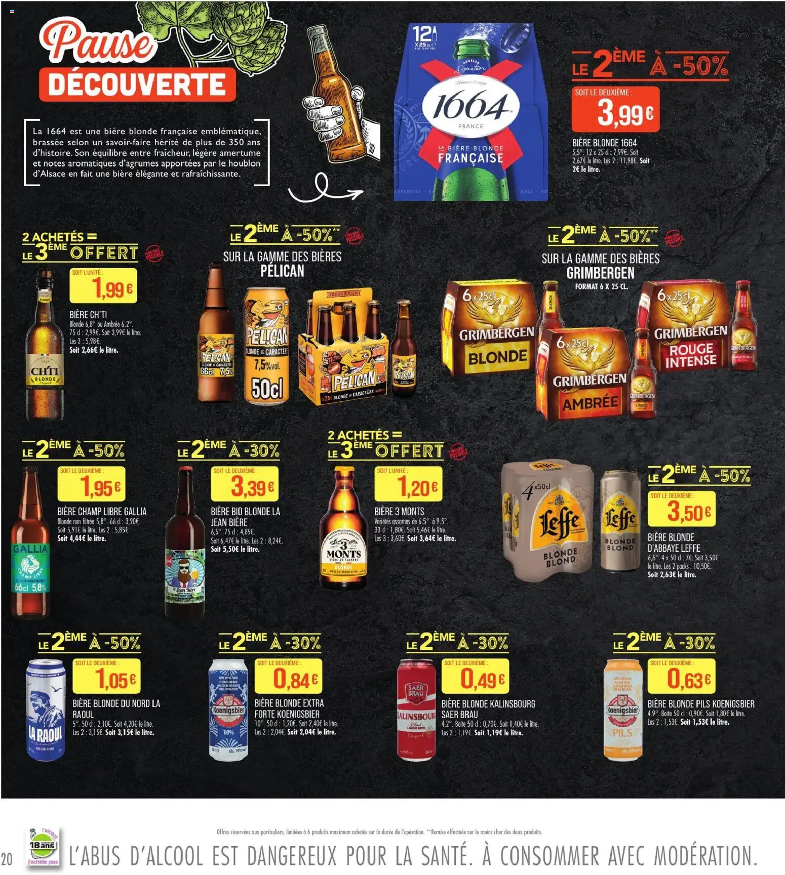 {H1} | Page: 20 | Produits: Biere blonde 1664, Leffe, Bière blonde, Jean