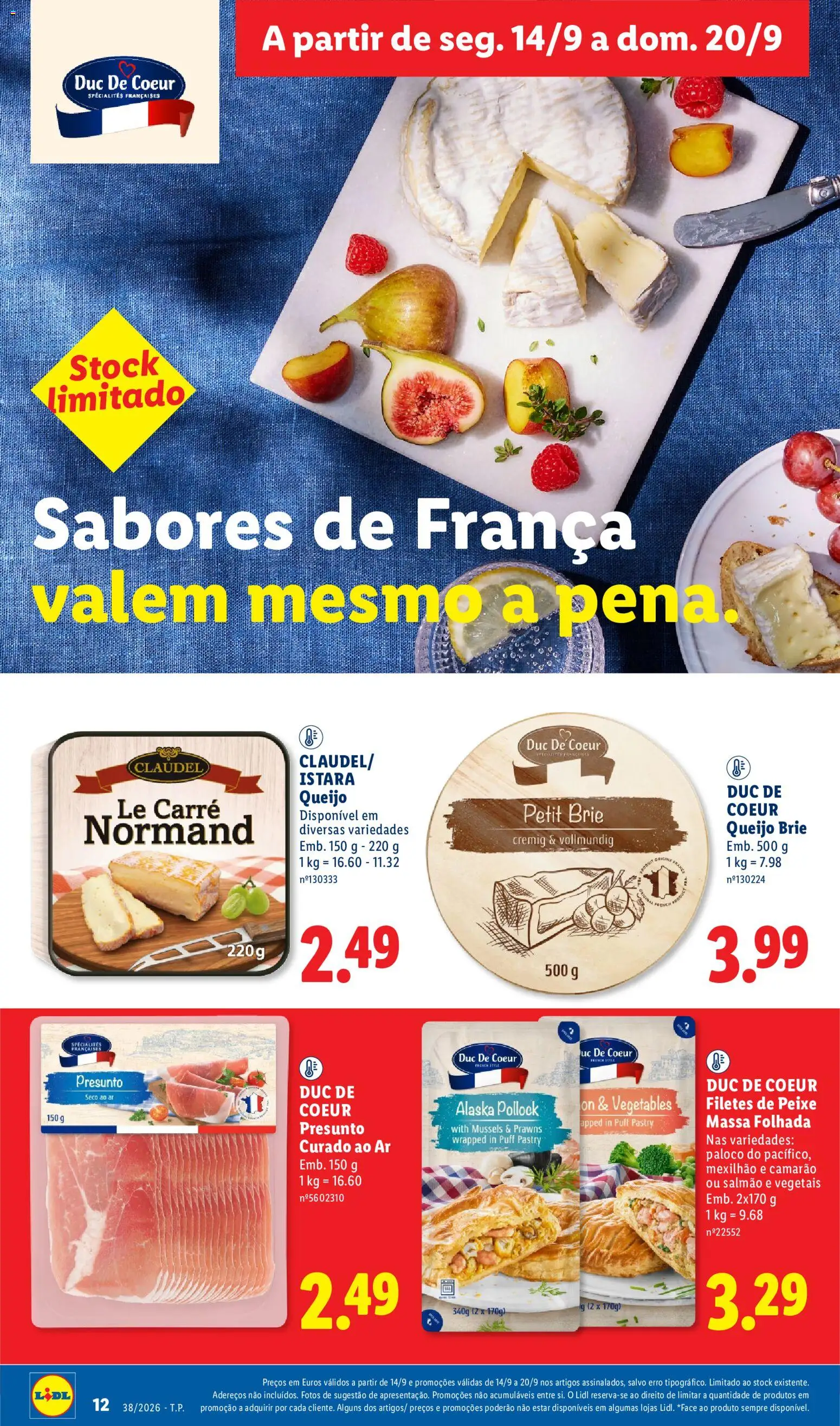 Lidl folheto │ válido de 14/09/2026 | Página: 12 | Produtos: Puff, Queijo, Presunto, Peixe