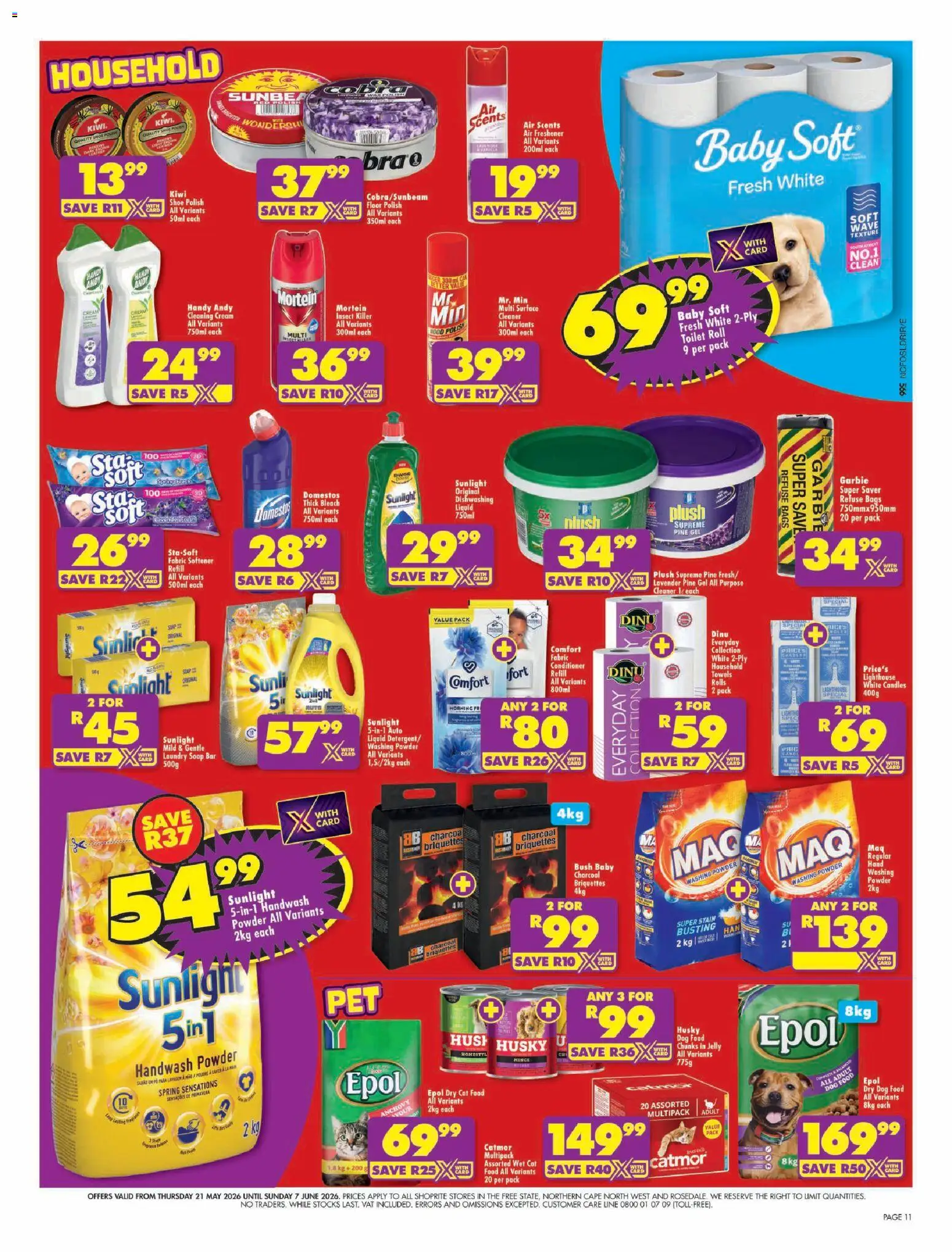 New Shoprite catalogue – valid from 21.05.2026 | Page: 11 | Products: Refuse bags, Washing powder, Fabric softener, Dog food